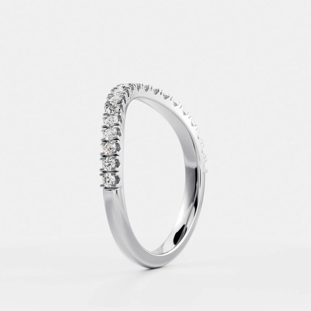 0.3 TCW Round Lab Grown Diamond Curved Wedding Band