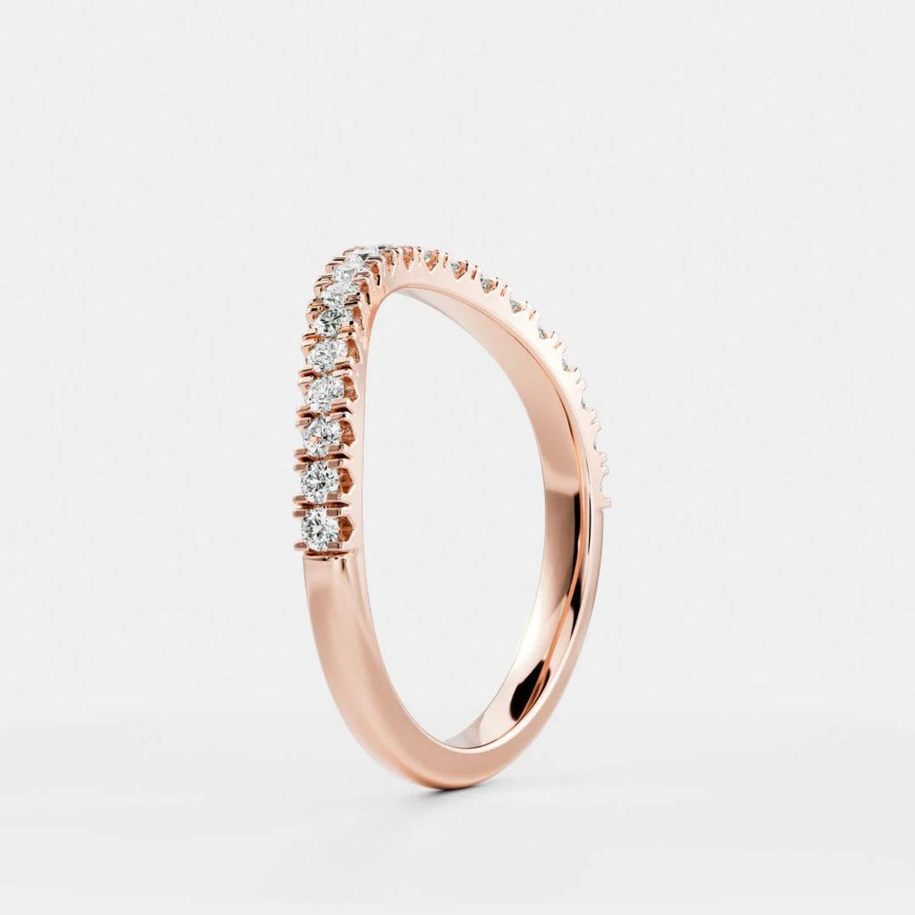 0.3 TCW Round Lab Grown Diamond Curved Wedding Band