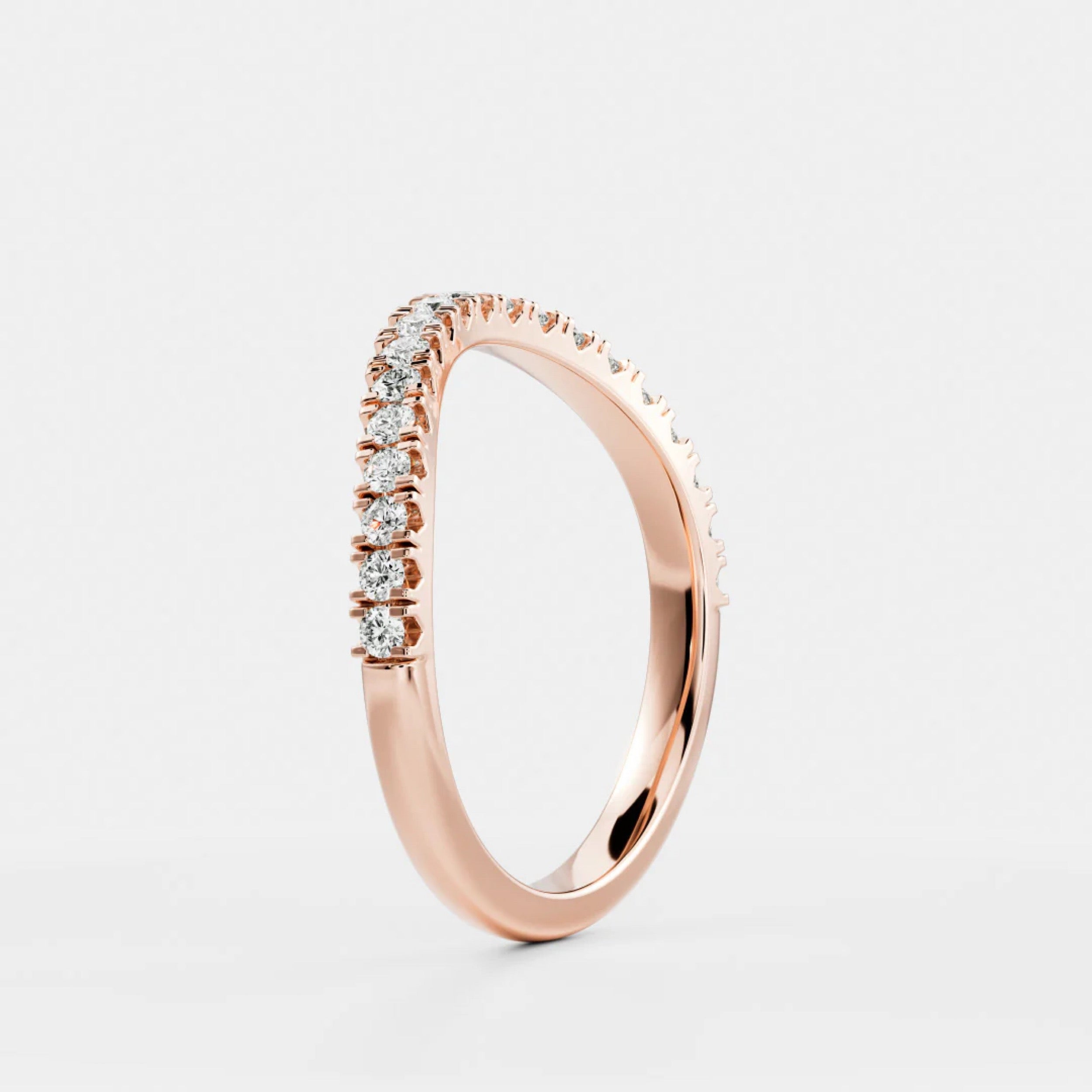 0.3 TCW Round Diamond Curved Wedding Band