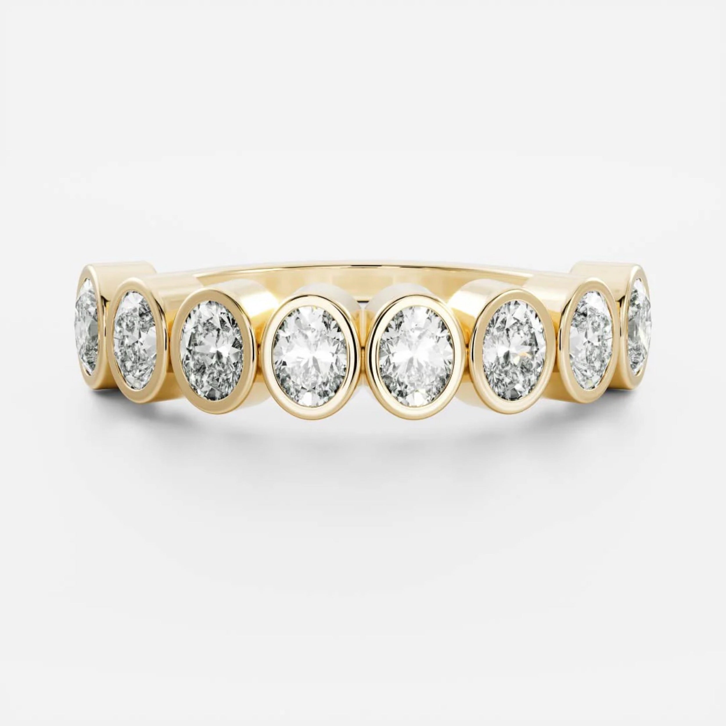 1.0 TCW Oval Diamond Bezel Wedding Band