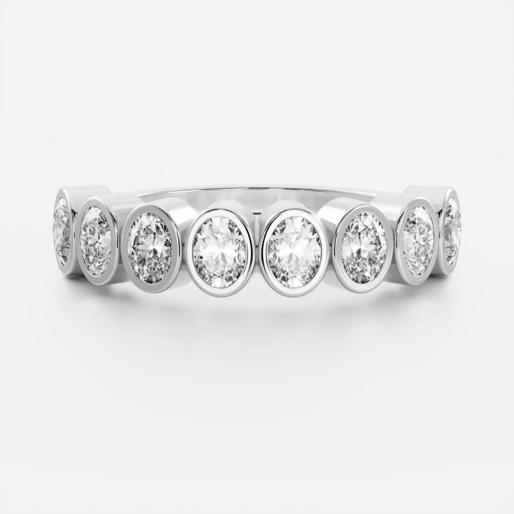 1.0 TCW Oval Lab Grown Diamond Bezel Wedding Band