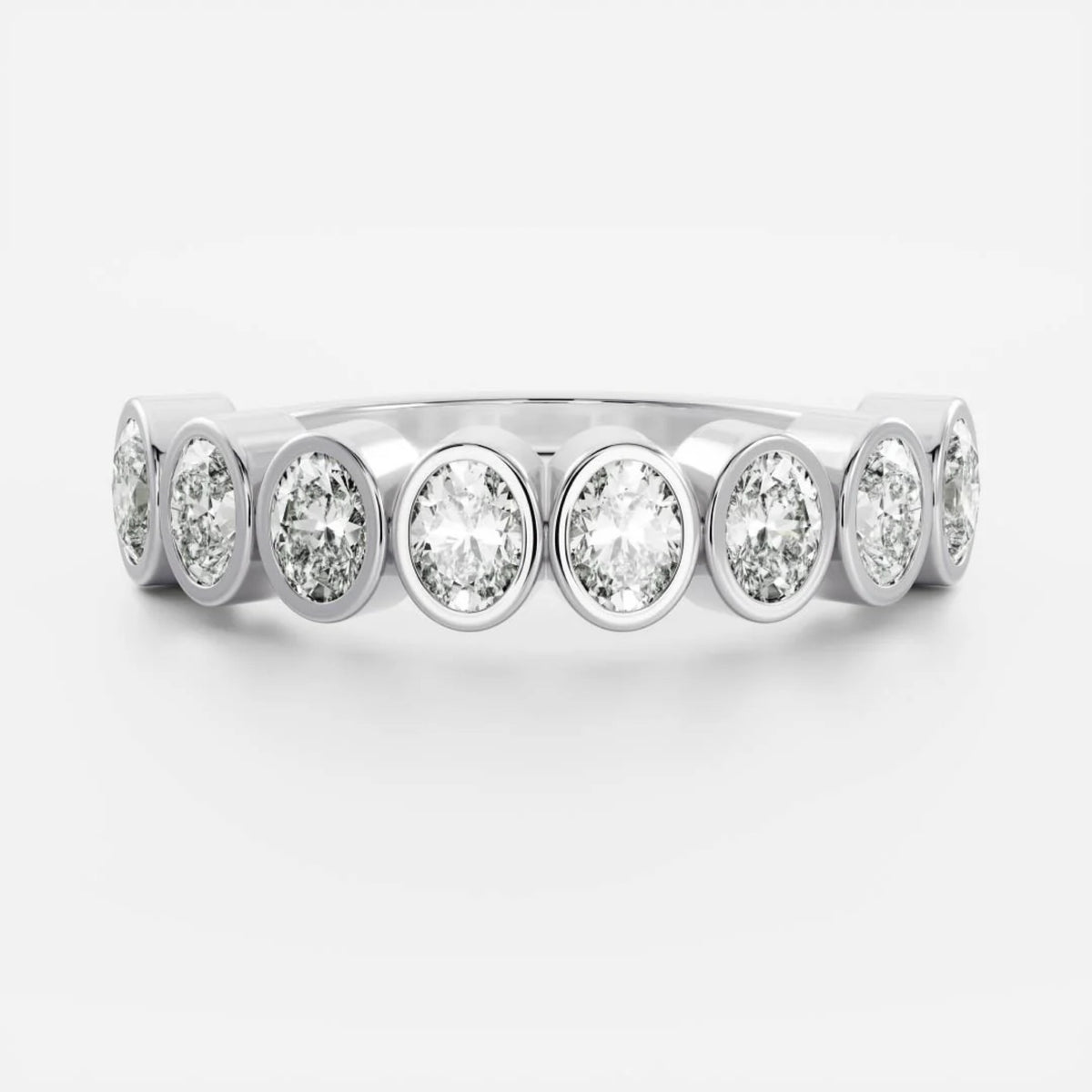 1.0 TCW Oval Lab Grown Diamond Bezel Wedding Band