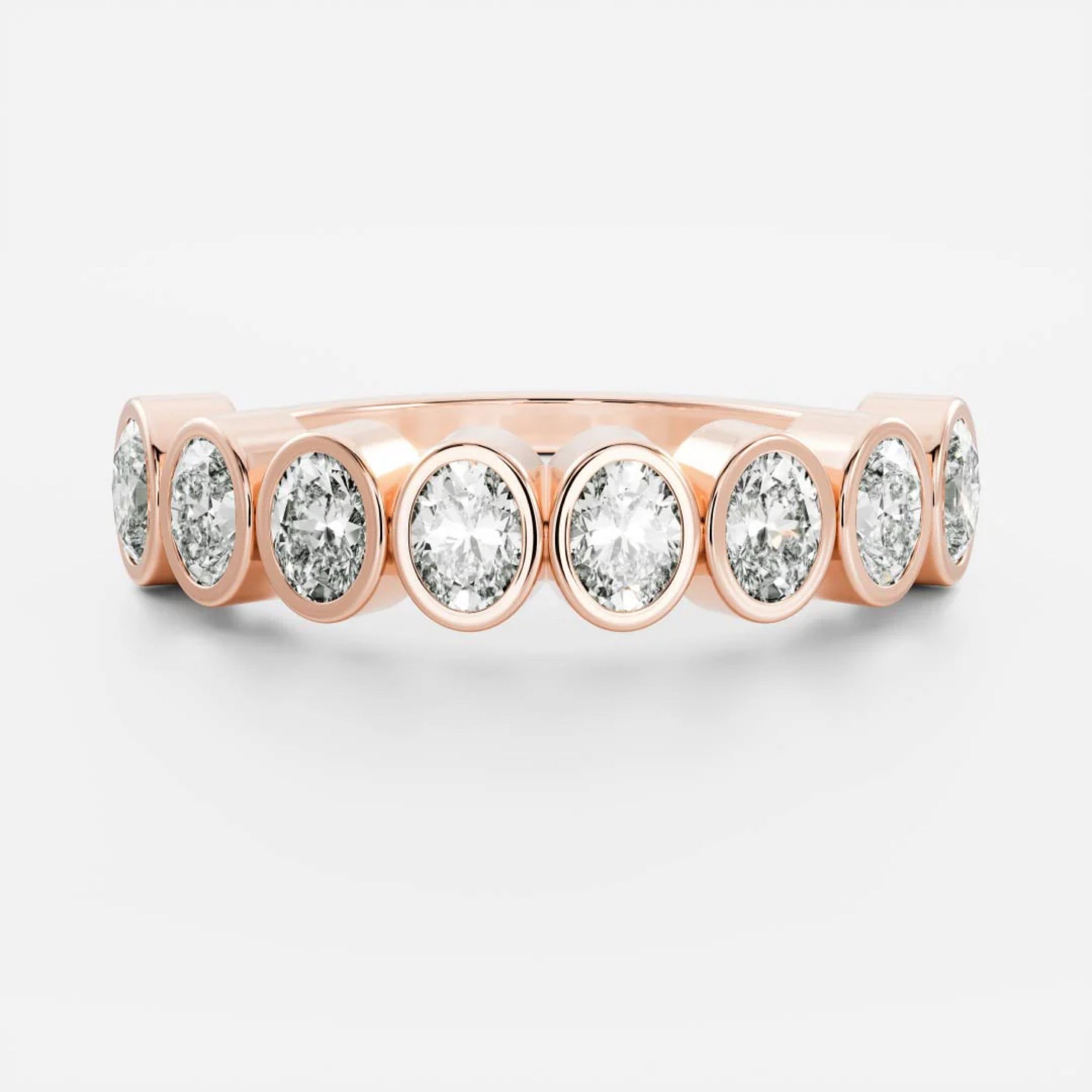 1.0 TCW Oval Diamond Bezel Wedding Band