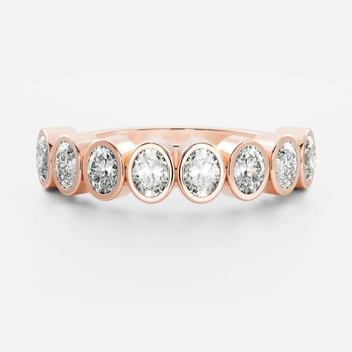 1.0 TCW Oval Lab Grown Diamond Bezel Wedding Band