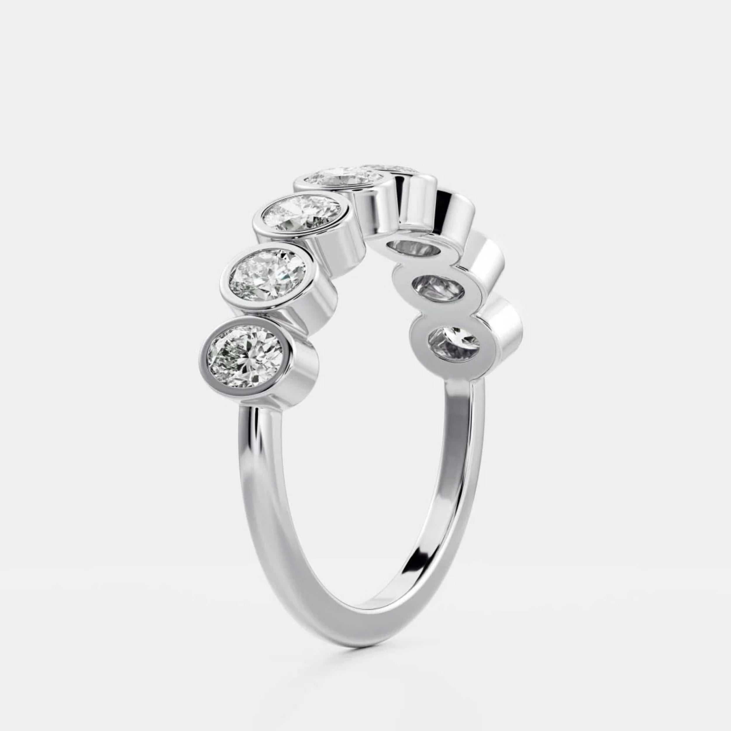 1.0 TCW Oval Diamond Bezel Wedding Band