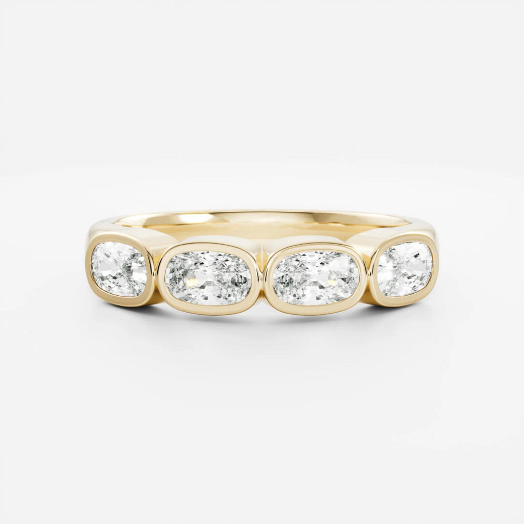 1.0 TCW Elongated Cushion Lab Grown Diamond Bezel Wedding Band