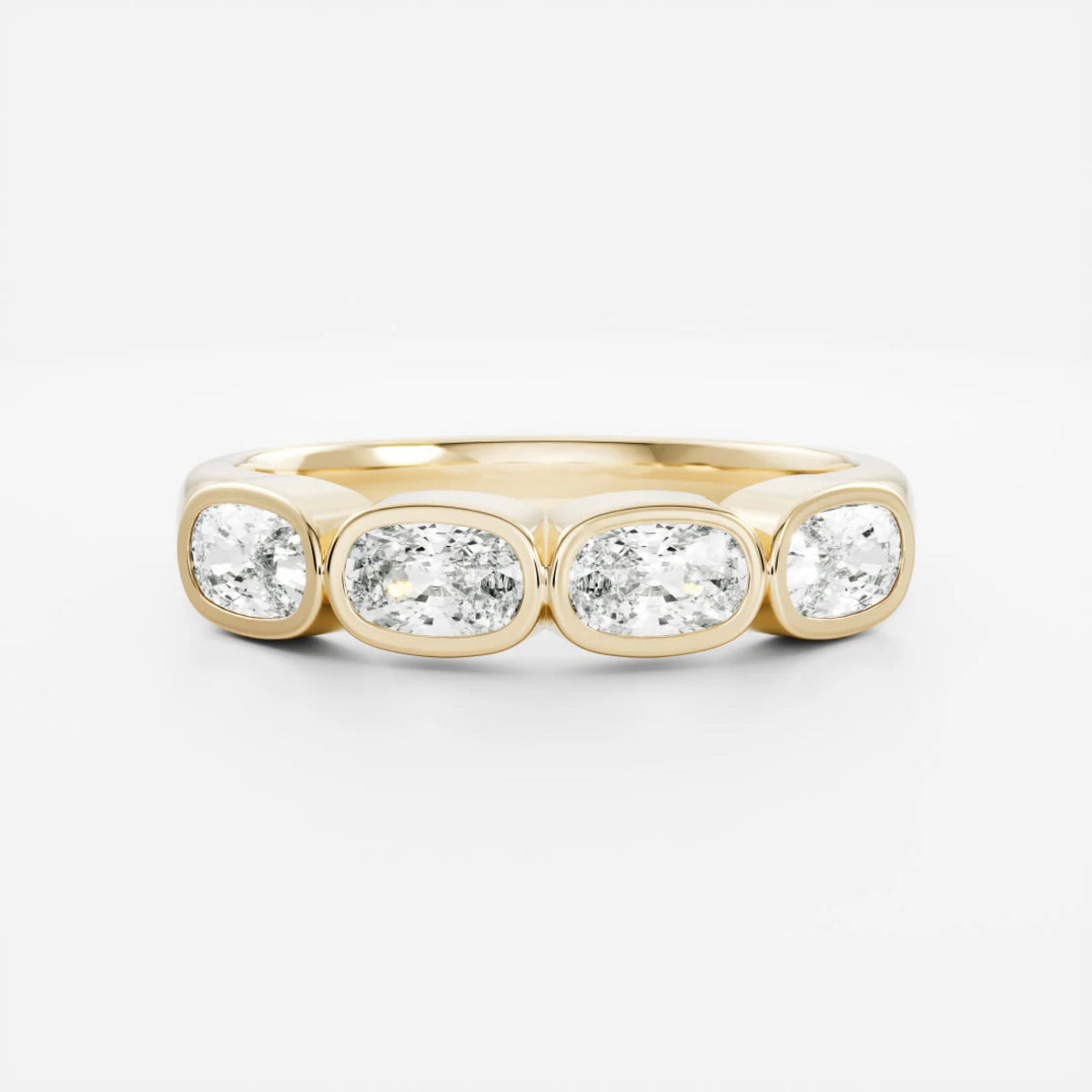 1.0 TCW Elongated Cushion Lab Grown Diamond Bezel Wedding Band