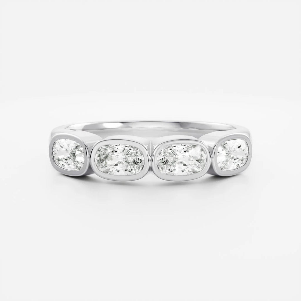 1.0 TCW Elongated Cushion Lab Grown Diamond Bezel Wedding Band