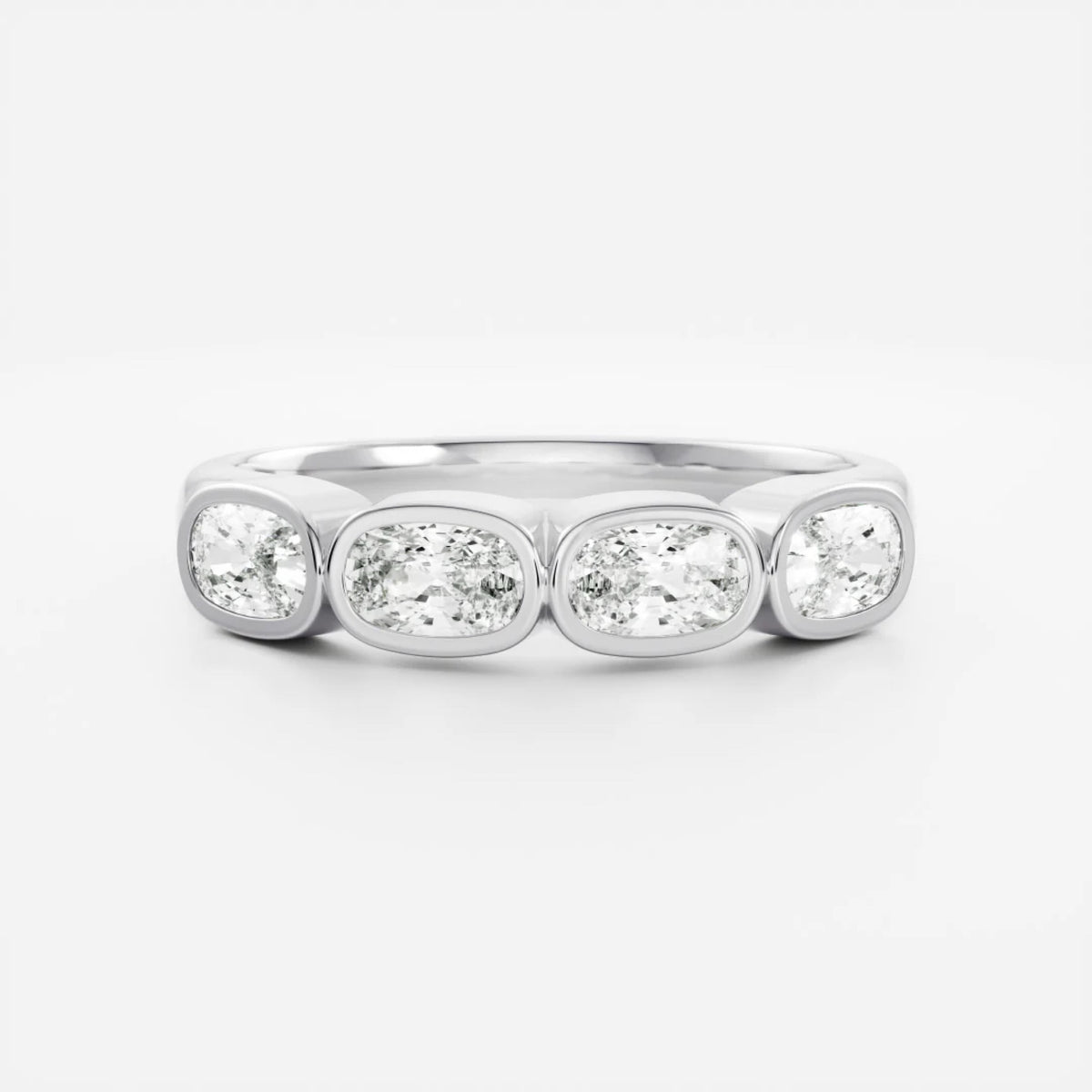 1.0 TCW Elongated Cushion Lab Grown Diamond Bezel Wedding Band