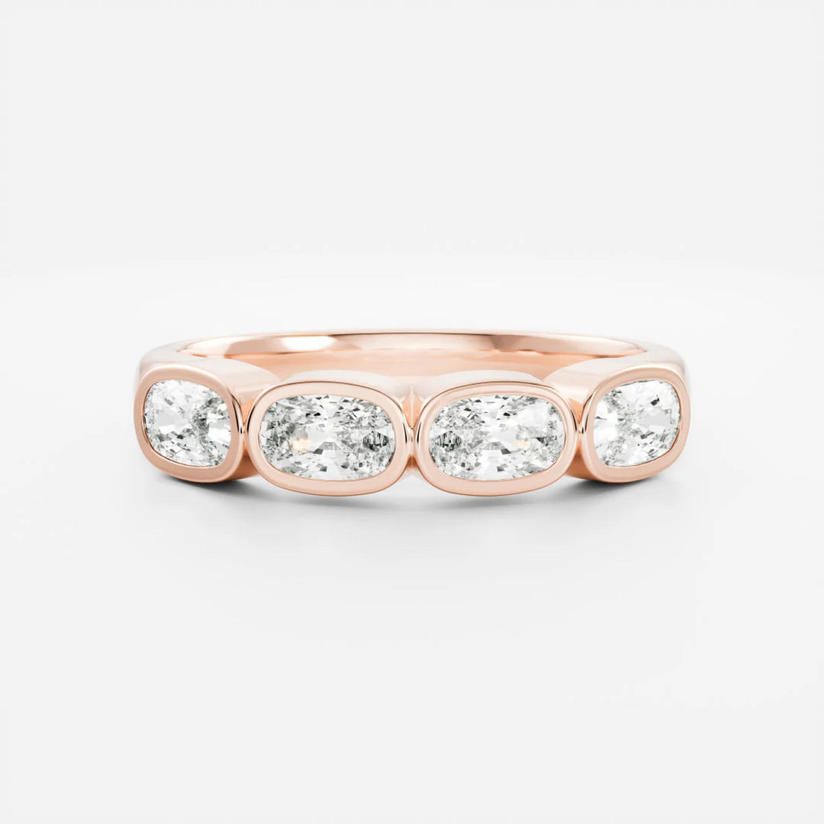 1.0 TCW Elongated Cushion Lab Grown Diamond Bezel Wedding Band