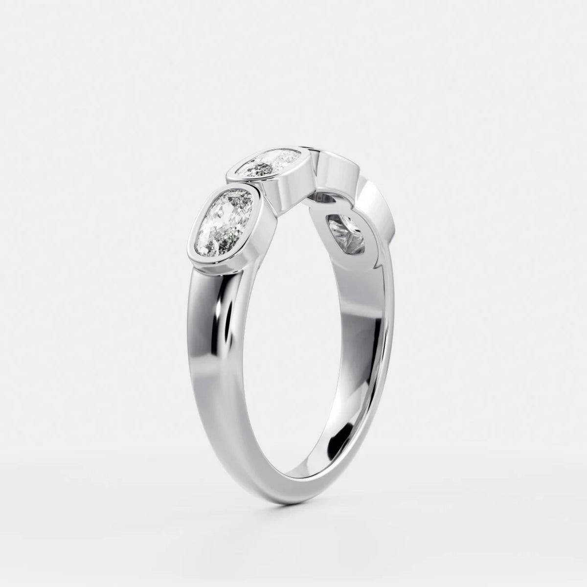 1.0 TCW Elongated Cushion Lab Grown Diamond Bezel Wedding Band