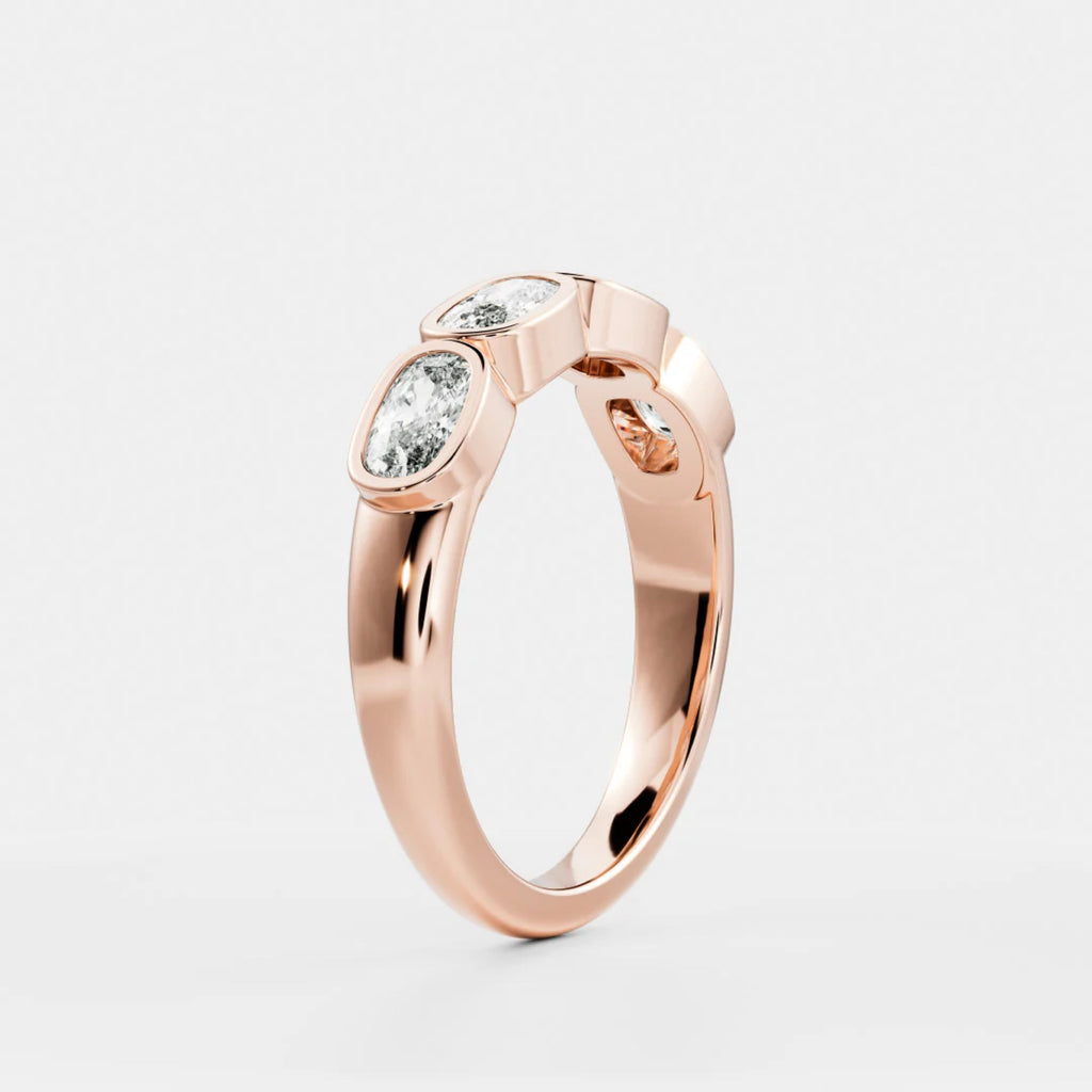 1.0 TCW Elongated Cushion Lab Grown Diamond Bezel Wedding Band