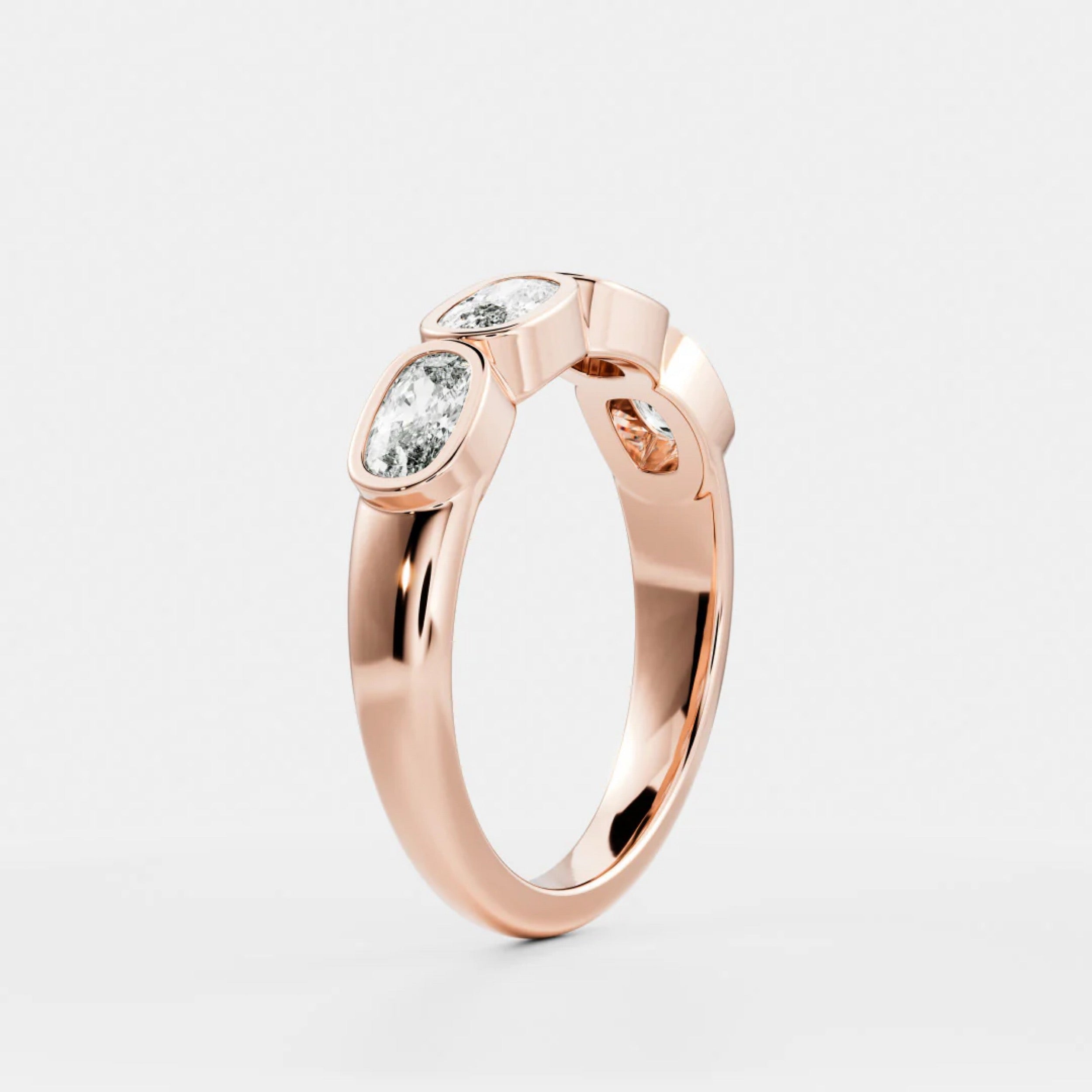 1.0 TCW Elongated Cushion Diamond Bezel Wedding Band