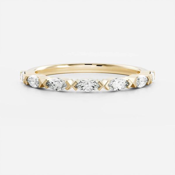 0.4 TCW Marquise Lab Grown Diamond V Prong Half Eternity Wedding Band