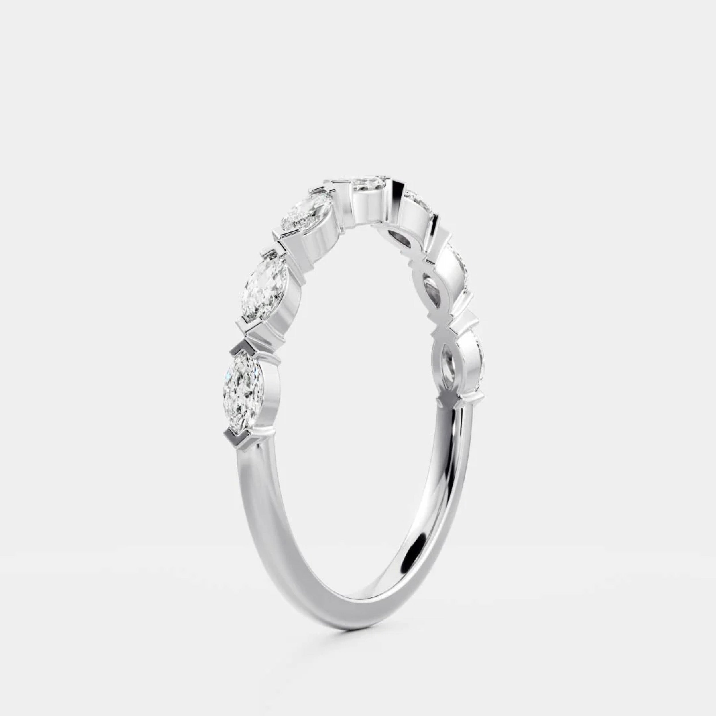 0.4 TCW Marquise Diamond Dainty Wedding Band