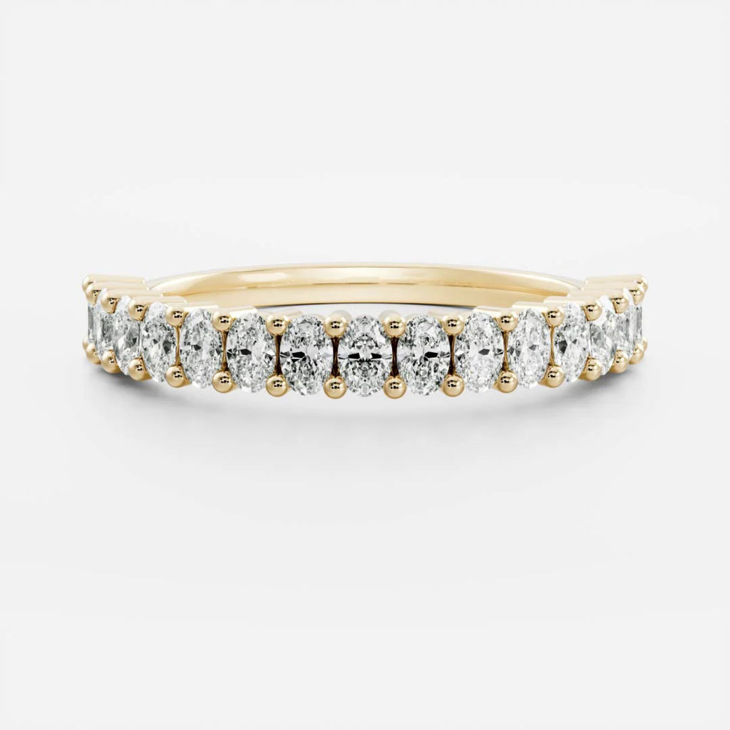 0.6 TCW Oval Lab Grown Diamond Half Eternity Wedding Band