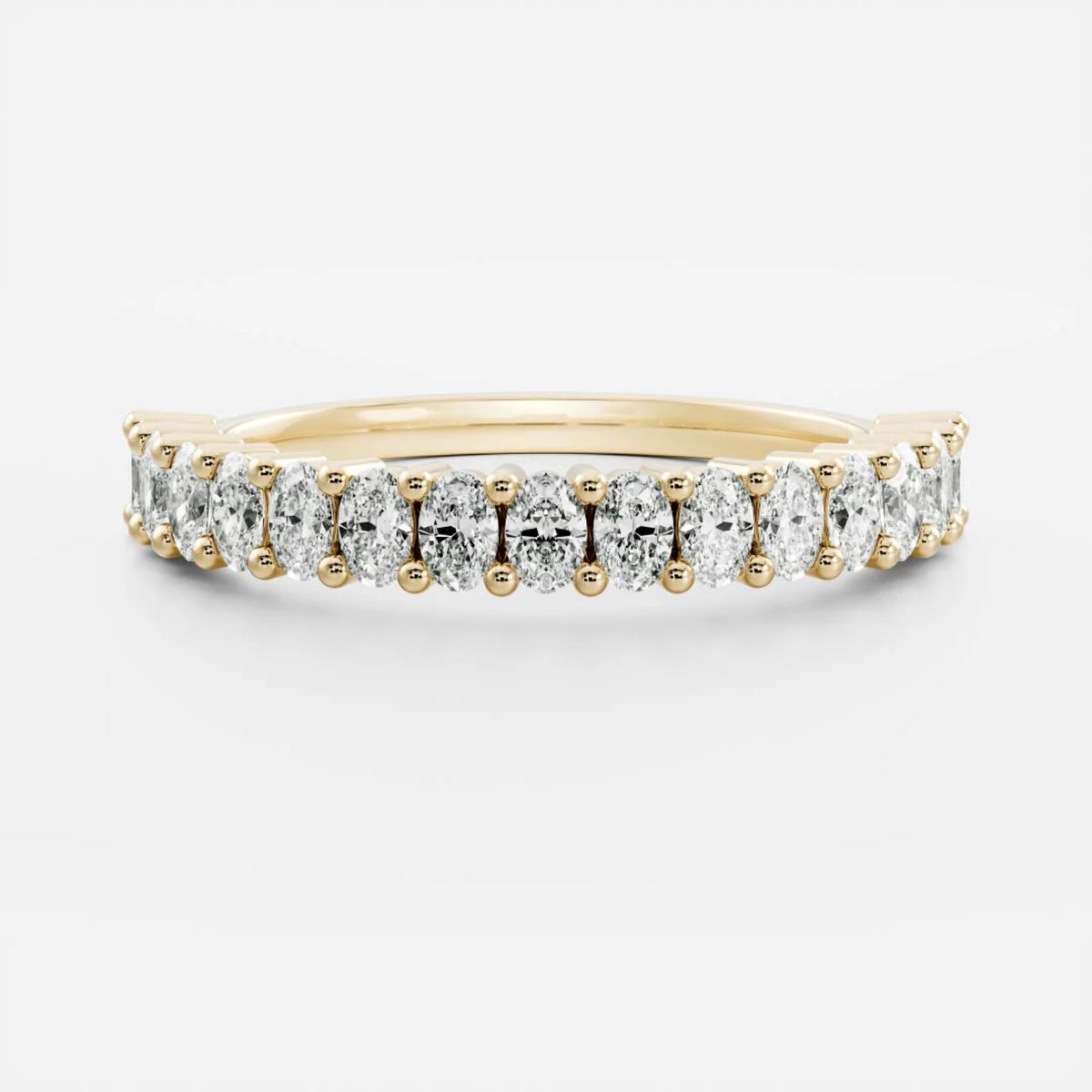 0.6 TCW Oval Lab Grown Diamond Half Eternity Wedding Band