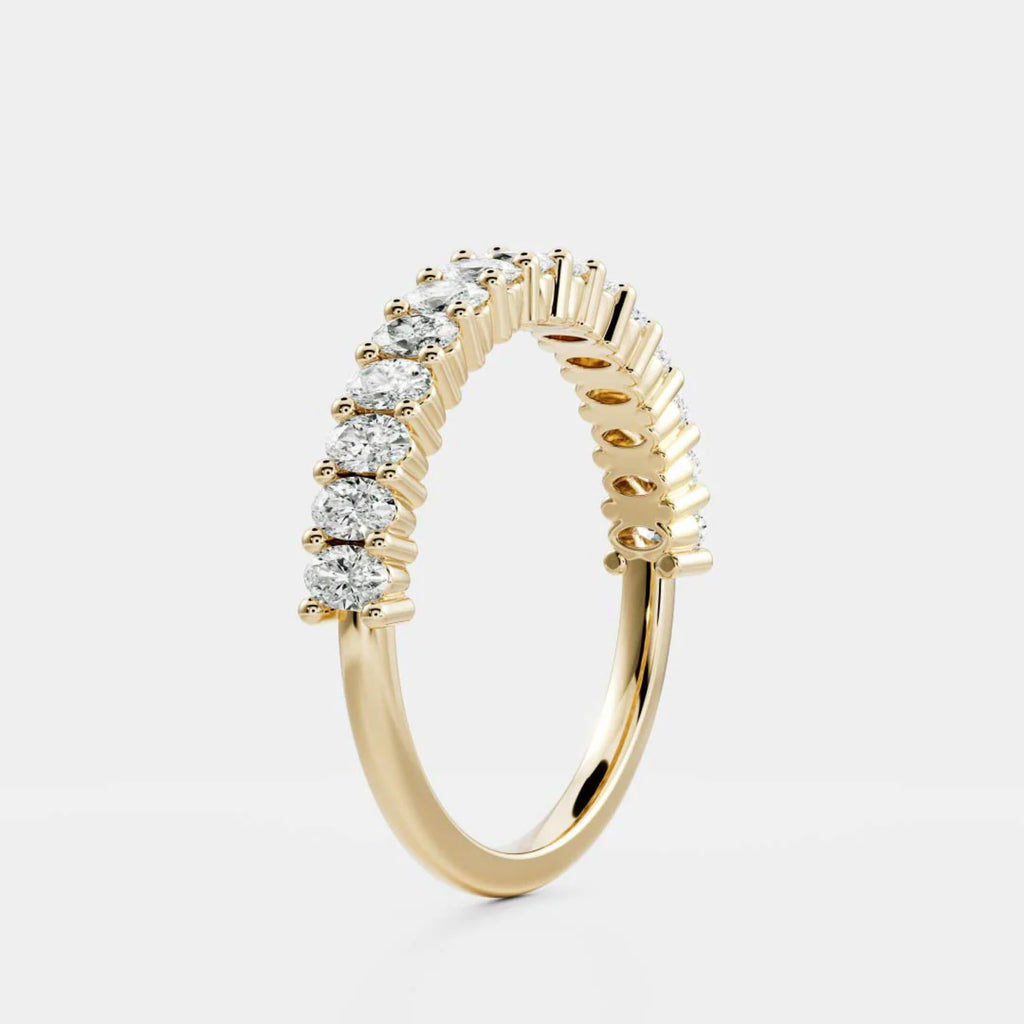 0.6 TCW Oval Lab Grown Diamond Half Eternity Wedding Band