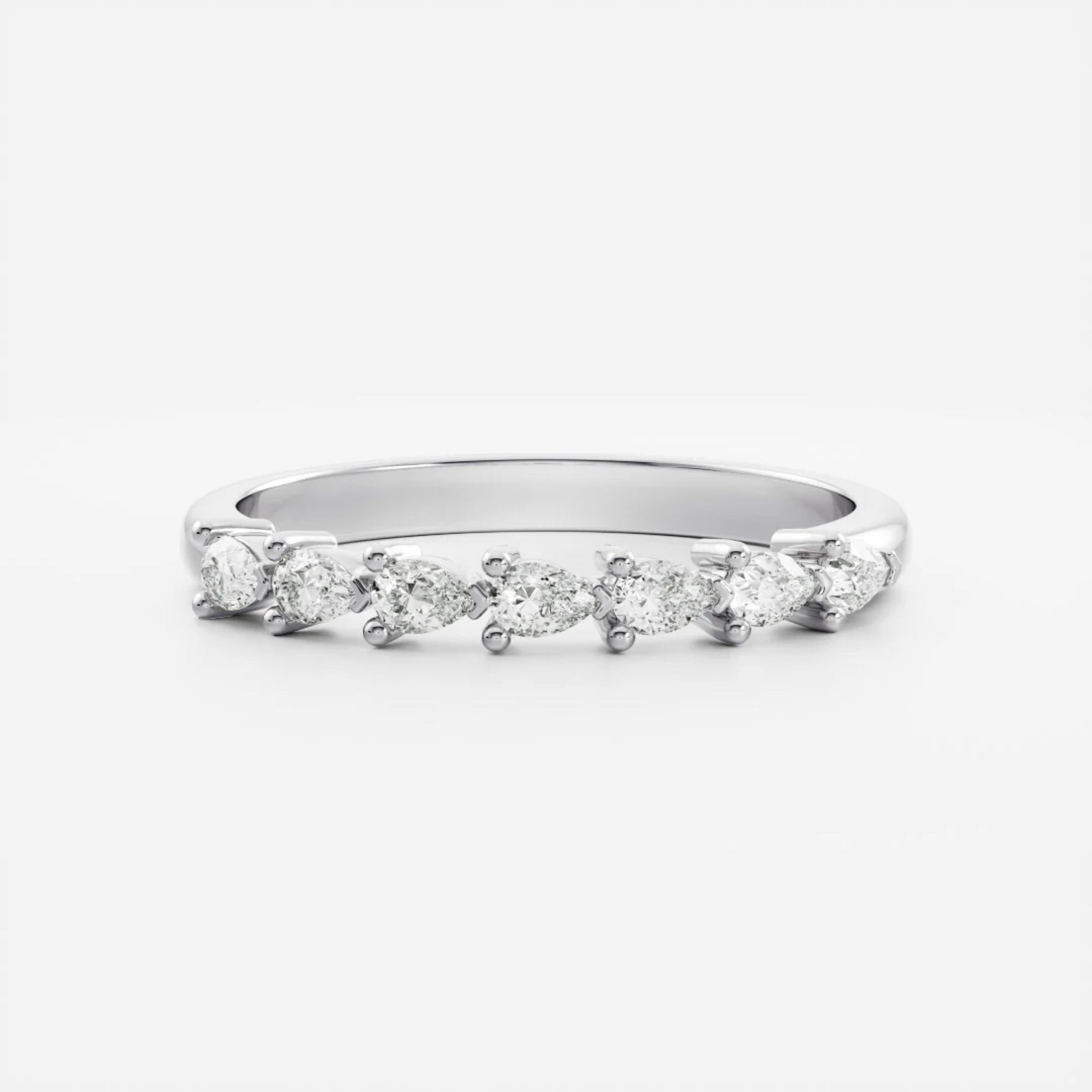 0.6 TCW Pear Diamond Horizontal Pave Wedding Band
