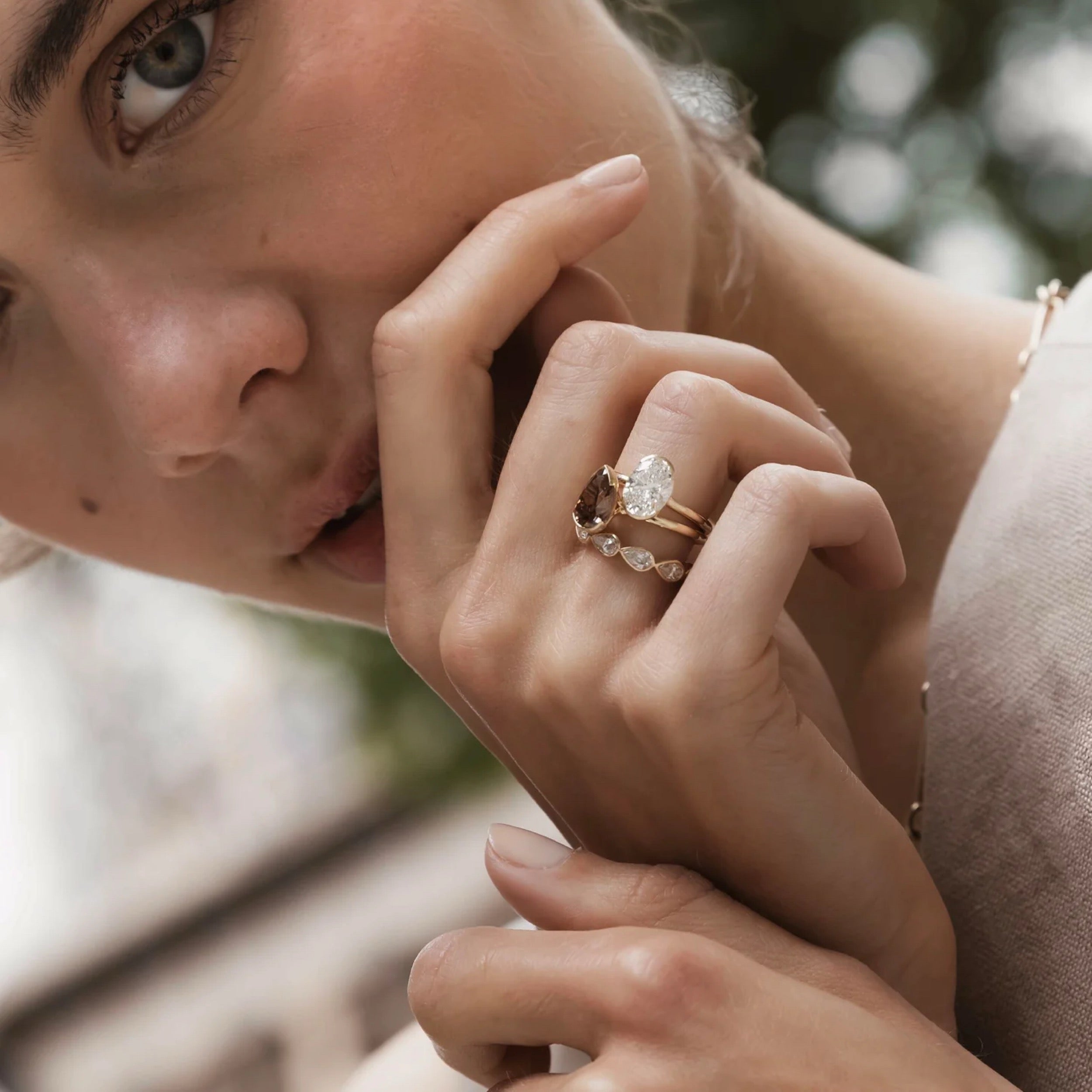 0.6 TCW Pear Diamond Horizontal Bezel Wedding Band