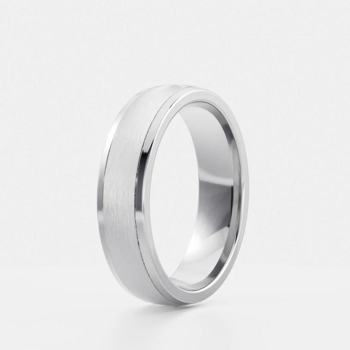 Men's Brushed Finish Polish Edge Wedding Band