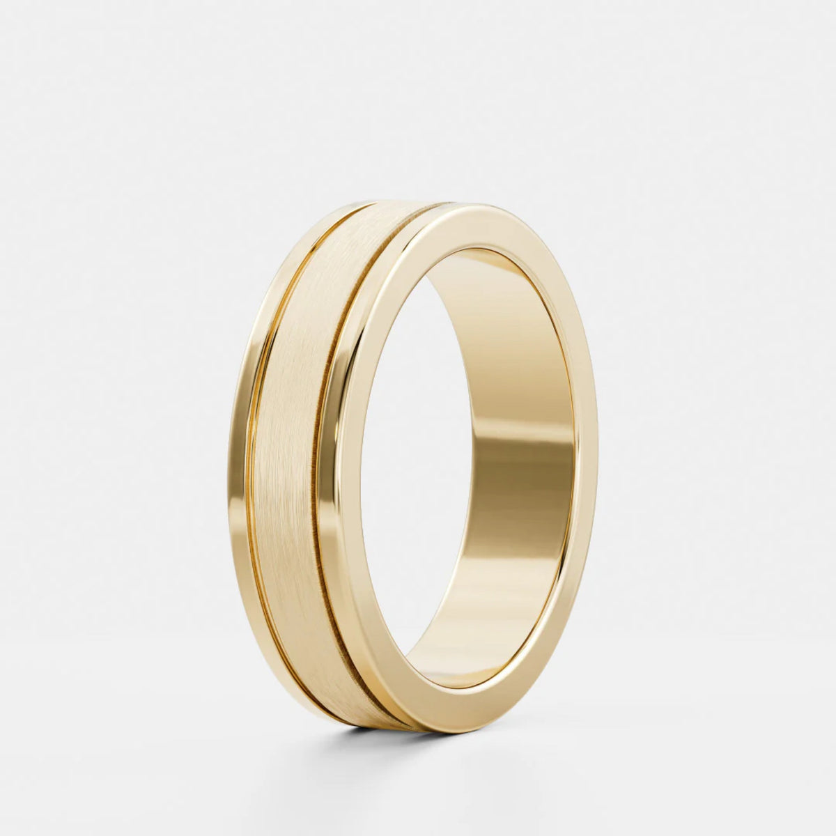 Men's Brushed Dual Grooved Wedding Band
