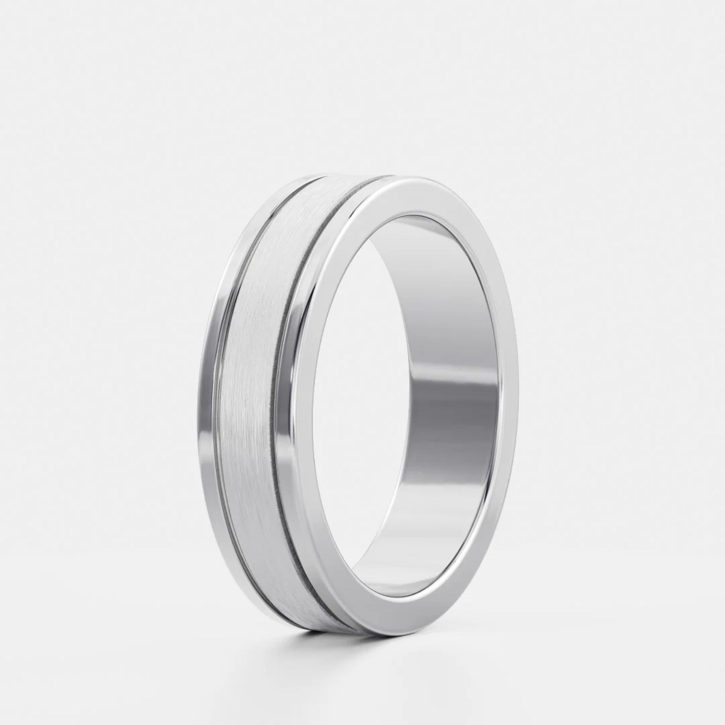 Men's Brushed Dual Grooved Wedding Band