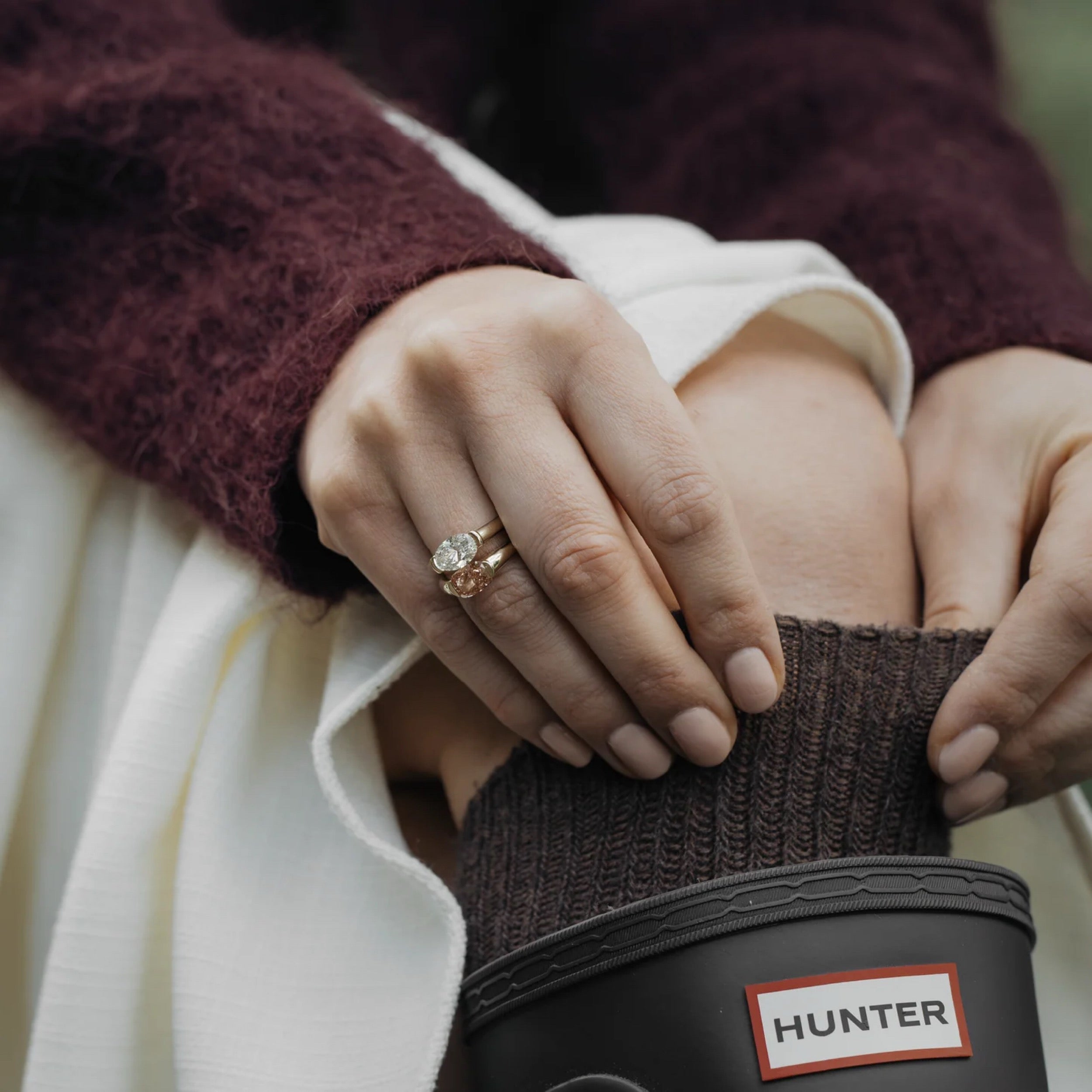 1.5 - 2.5 CT East West Oval Lab Grown Diamond Half Bezel Engagement Ring