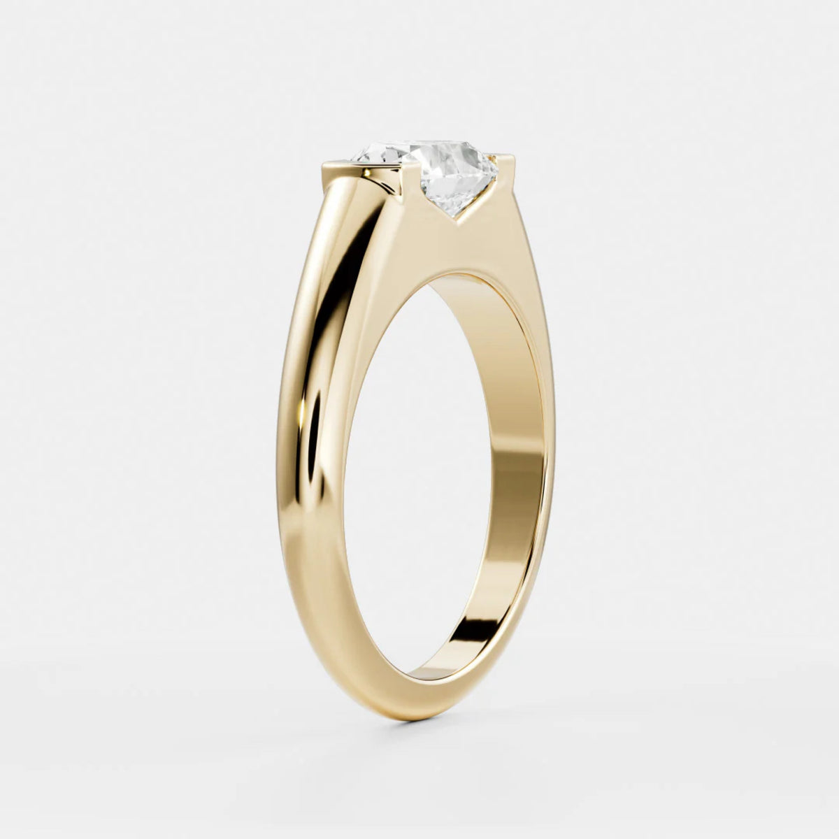 1.0-3.0 CT East West Oval Lab Grown Diamond Half Bezel Engagement Ring