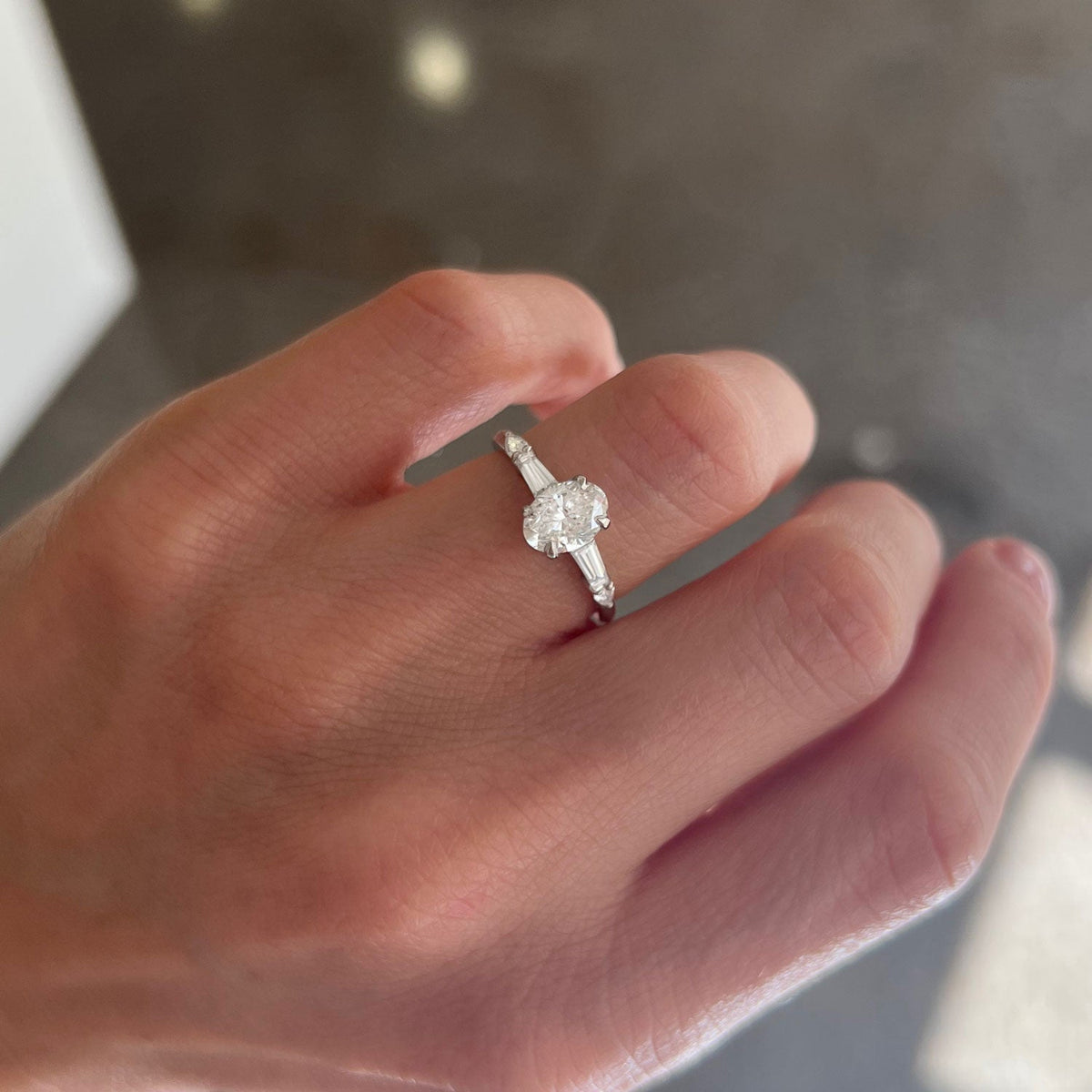 1.0 CT Oval Shape Lab Grown Pave Setting Engagement Ring