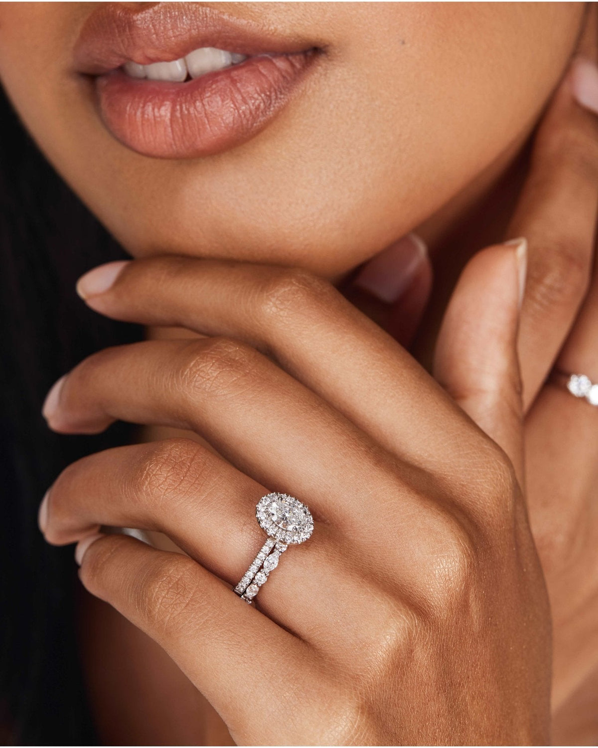 Oval cut lab grown diamond engagement ring in gold with halo and pave setting, featuring 1.5–3.5 CT center stone and shimmering accents

