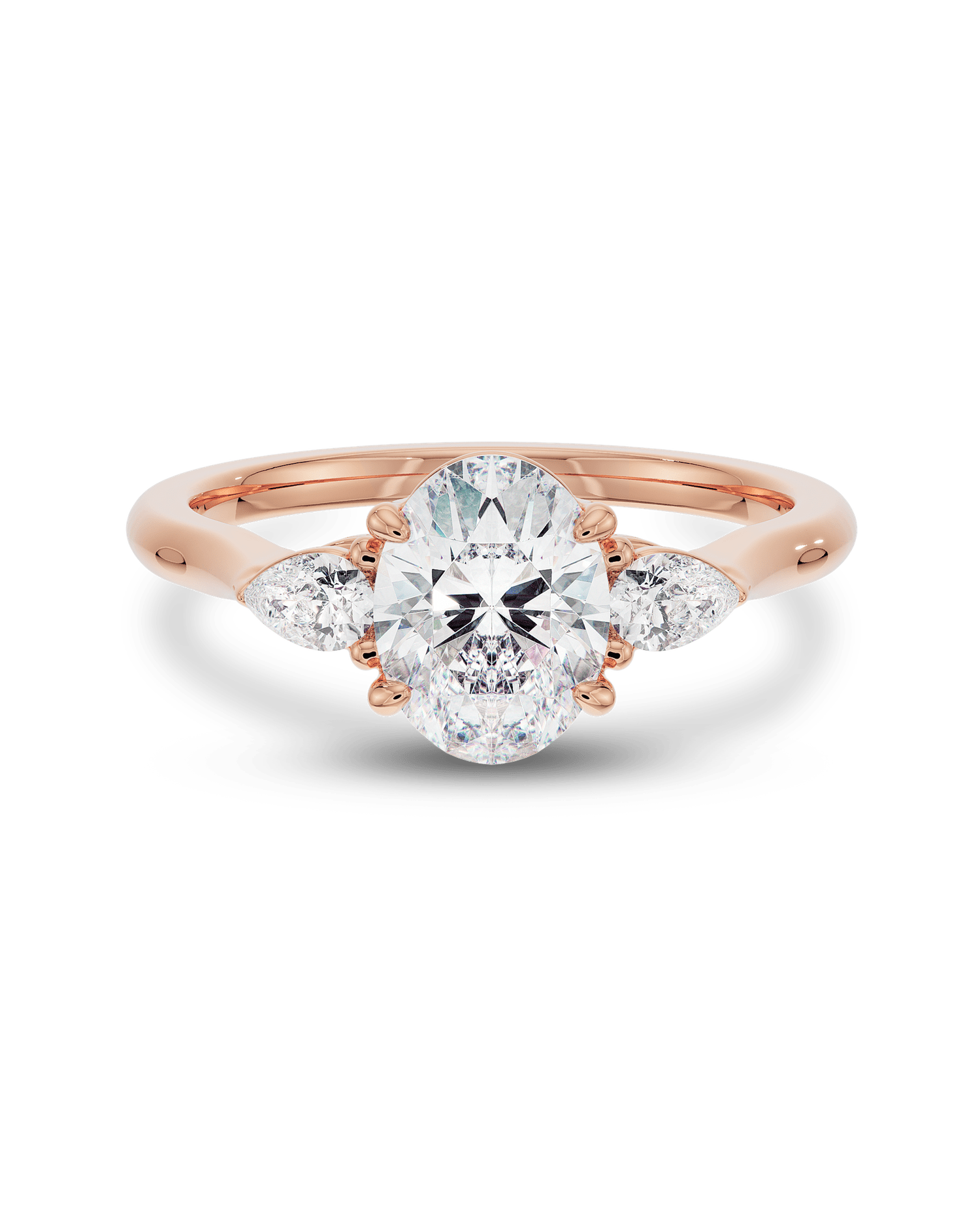 1.5 - 3.5 CT Oval CVD Diamond Three Stone Style Engagement Ring