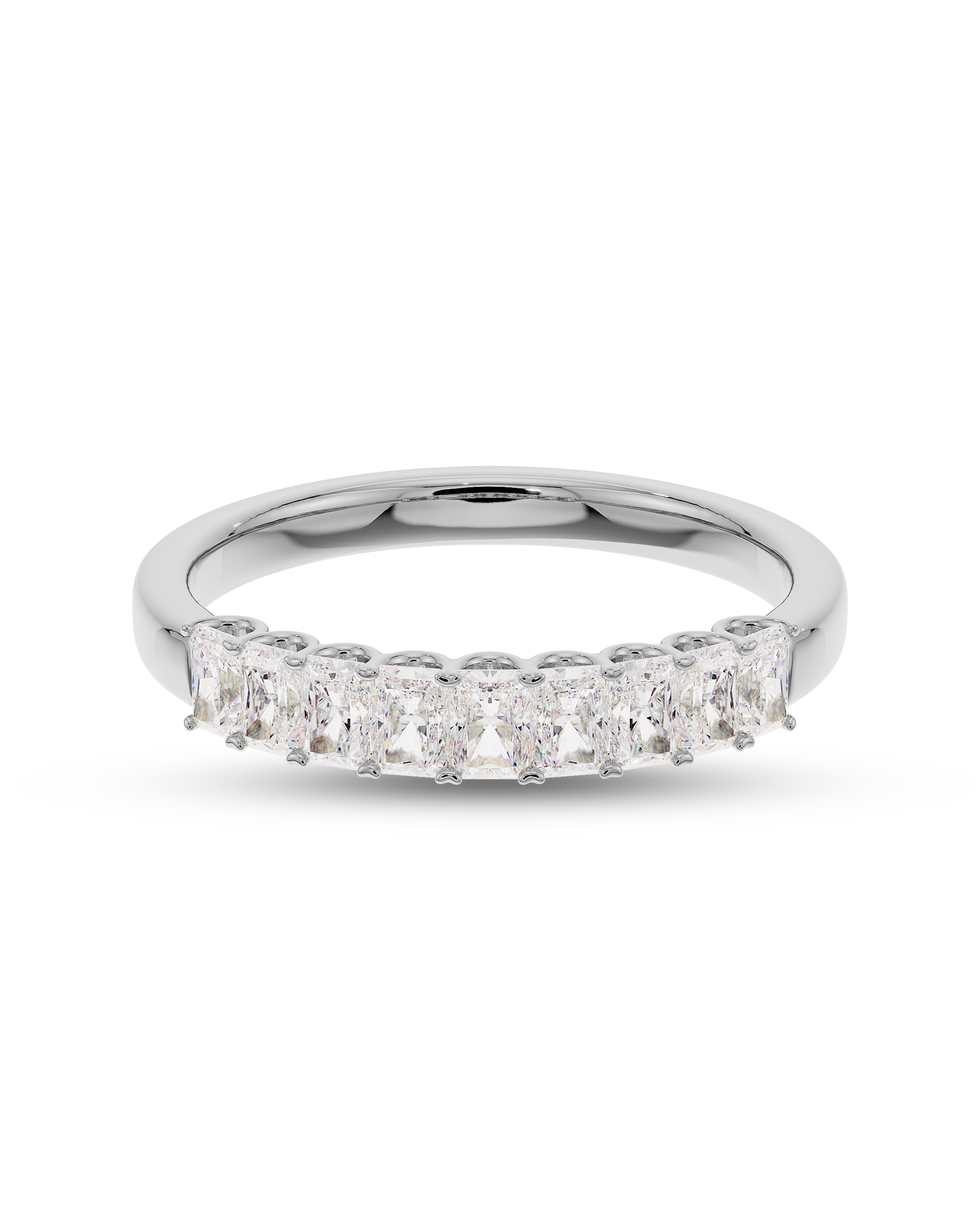 0.40 TCW Radiant Cut CVD Diamond Half Eternity Wedding Band