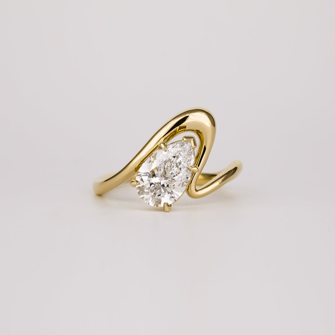 1.0 -3.0 CT Pear Cut Lab Grown Diamond Unique Engagement ring