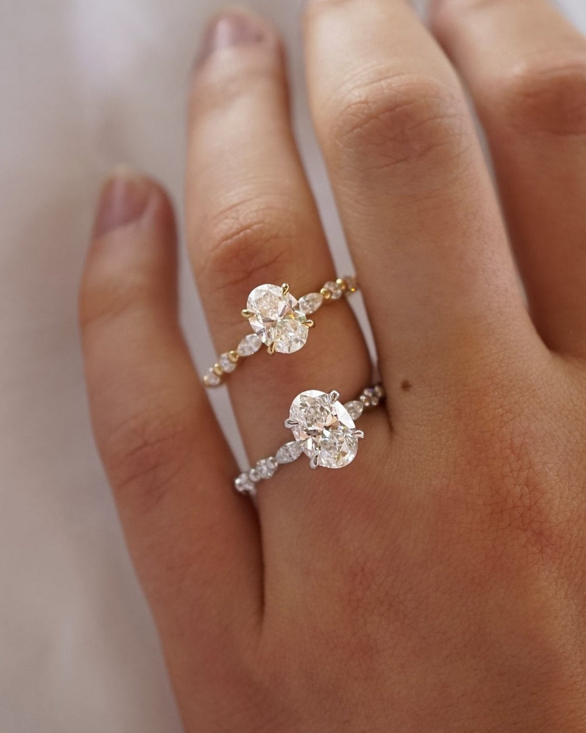 1.0 - 3.0 CT Oval Cut Lab Grown Diamond Pave Engagement Ring