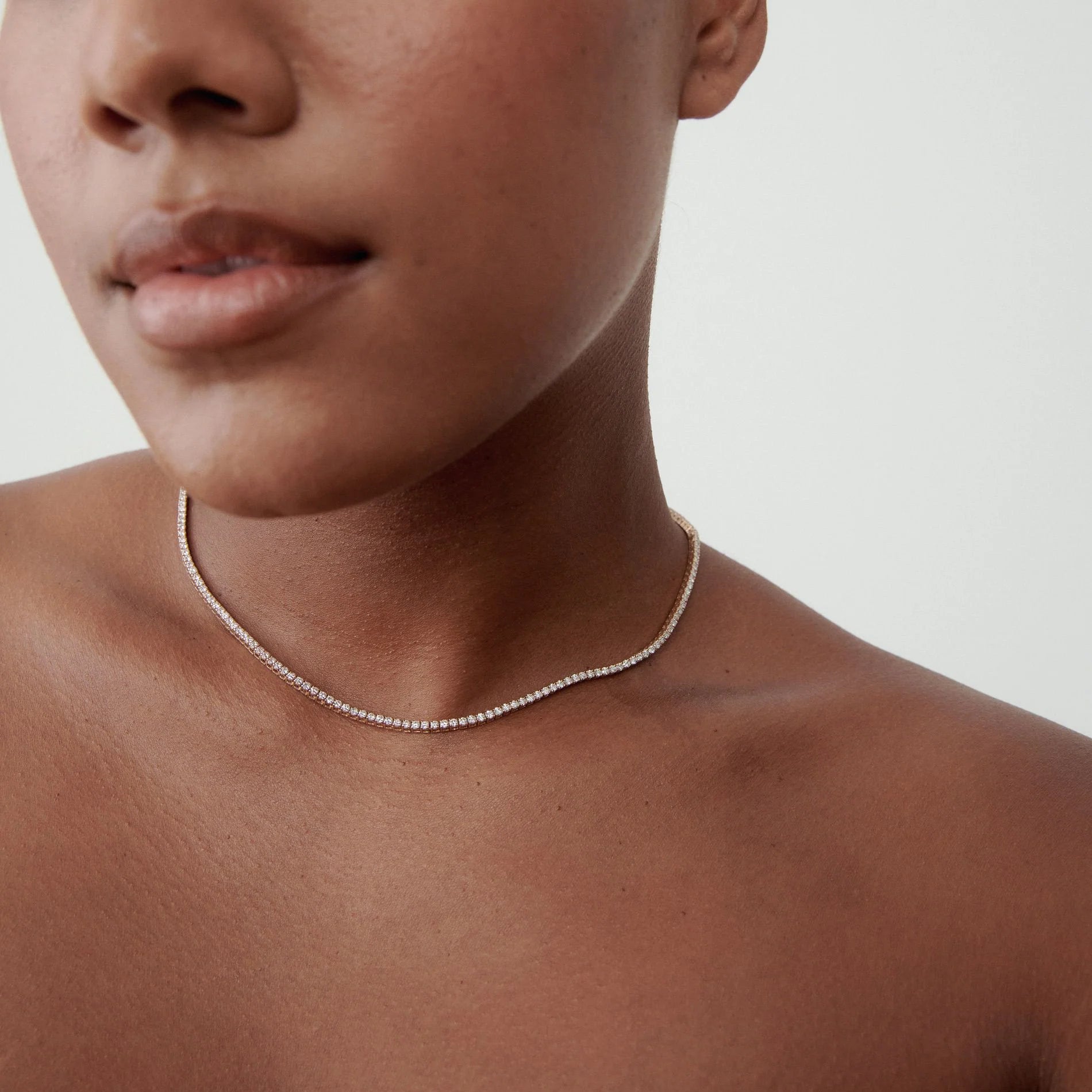 Round Lab Grown Diamond Tennis Necklace
