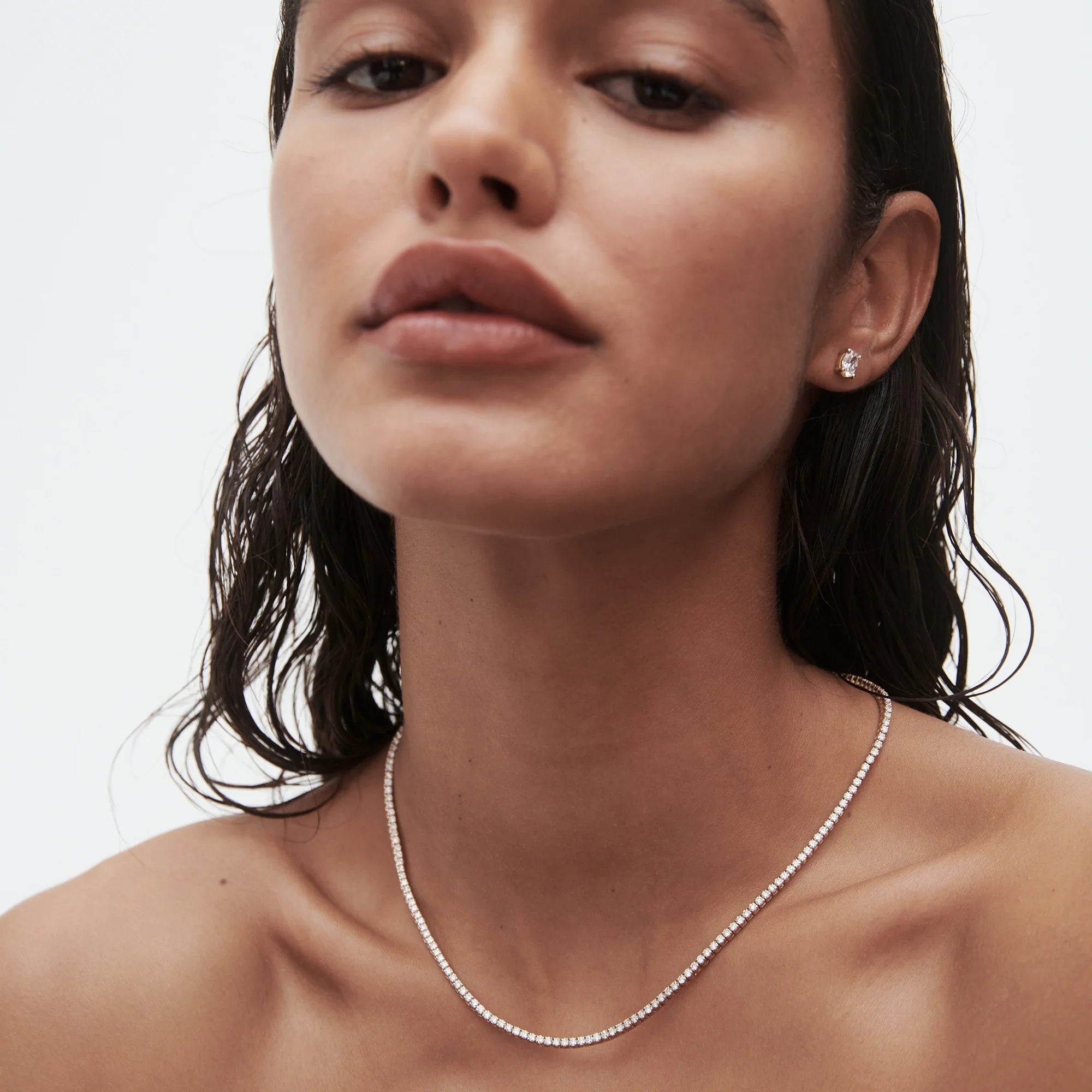 Round Lab Grown Diamond Tennis Necklace