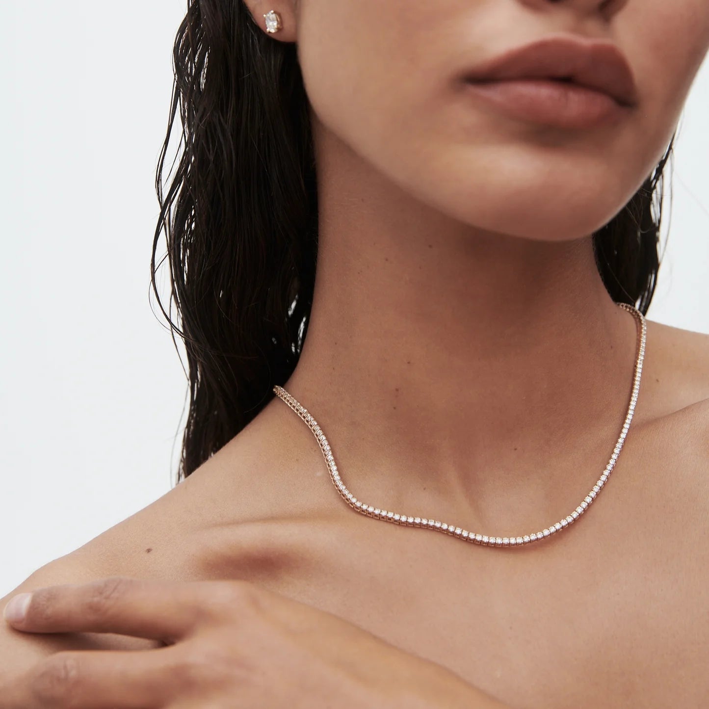 Round Lab Grown Diamond Tennis Necklace