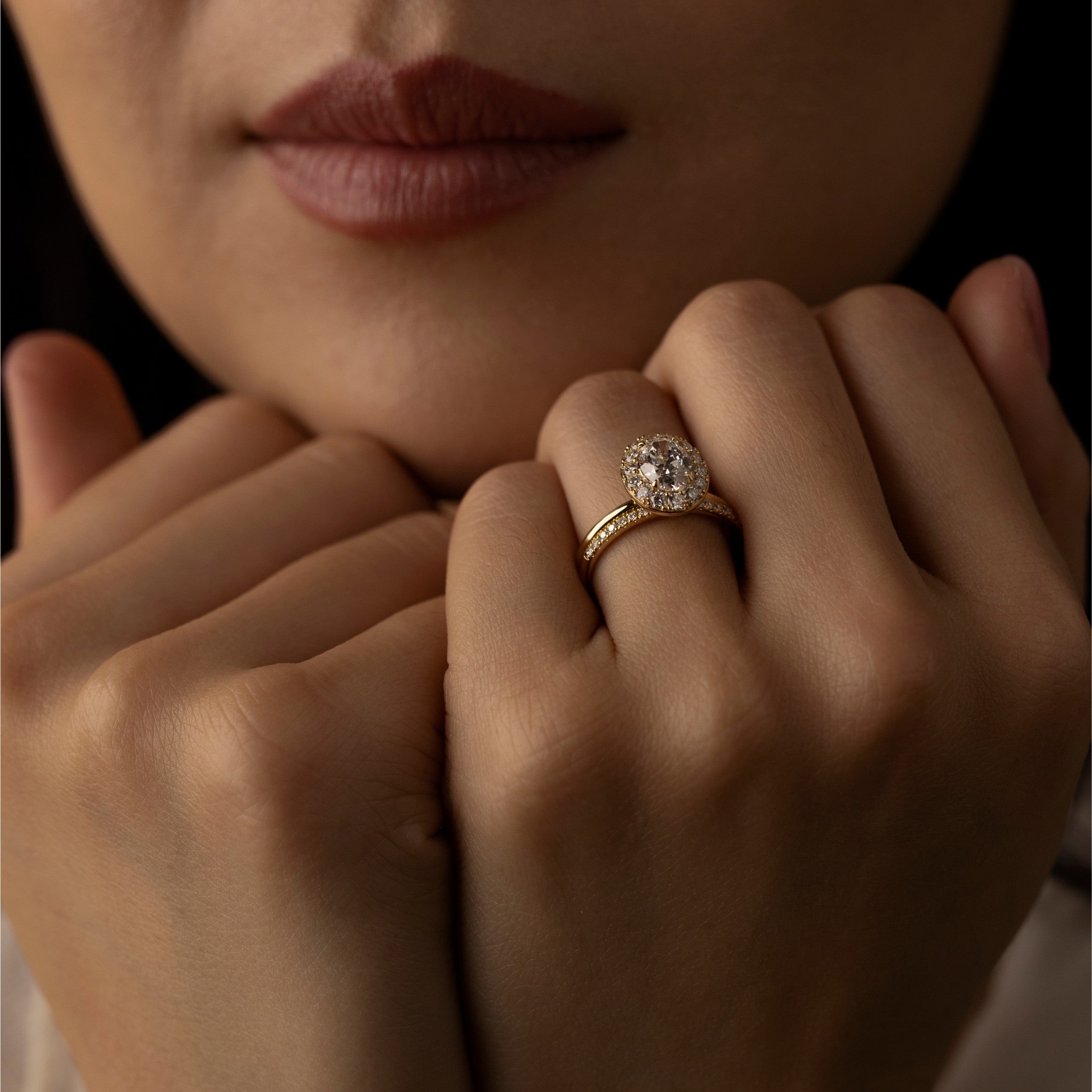 1.0 -3.0  CT Oval  Lab Grown Diamond Halo Engagement ring