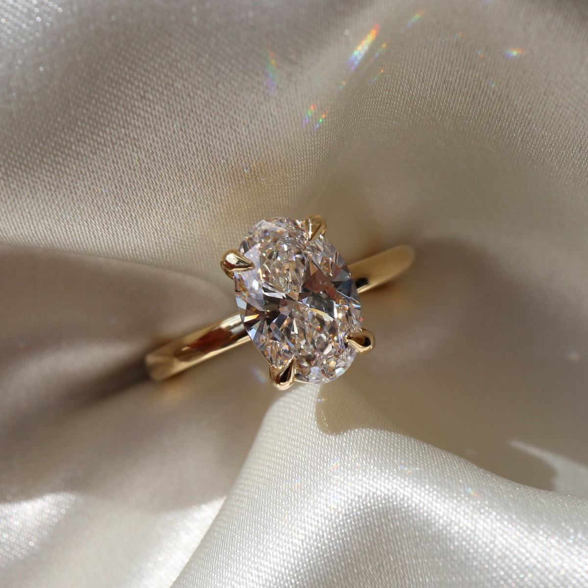 1.0- 3.5 CT Oval Lab Grown Diamond Solitaire Engagement Ring