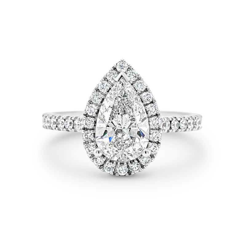 2.0 Carats Lab Grown Diamond Pear Shape E-VS1 Halo Engagement Ring - Camila Brown