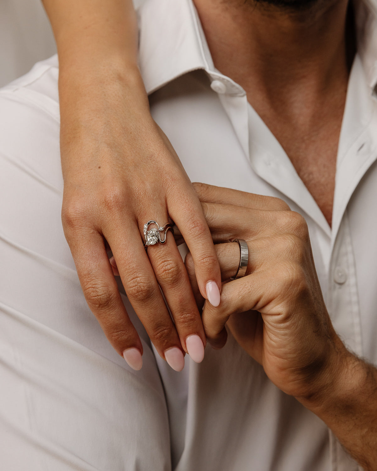 1.24-3.50 CT Oval Lab Grown Diamond Unique Bridal Ring Set