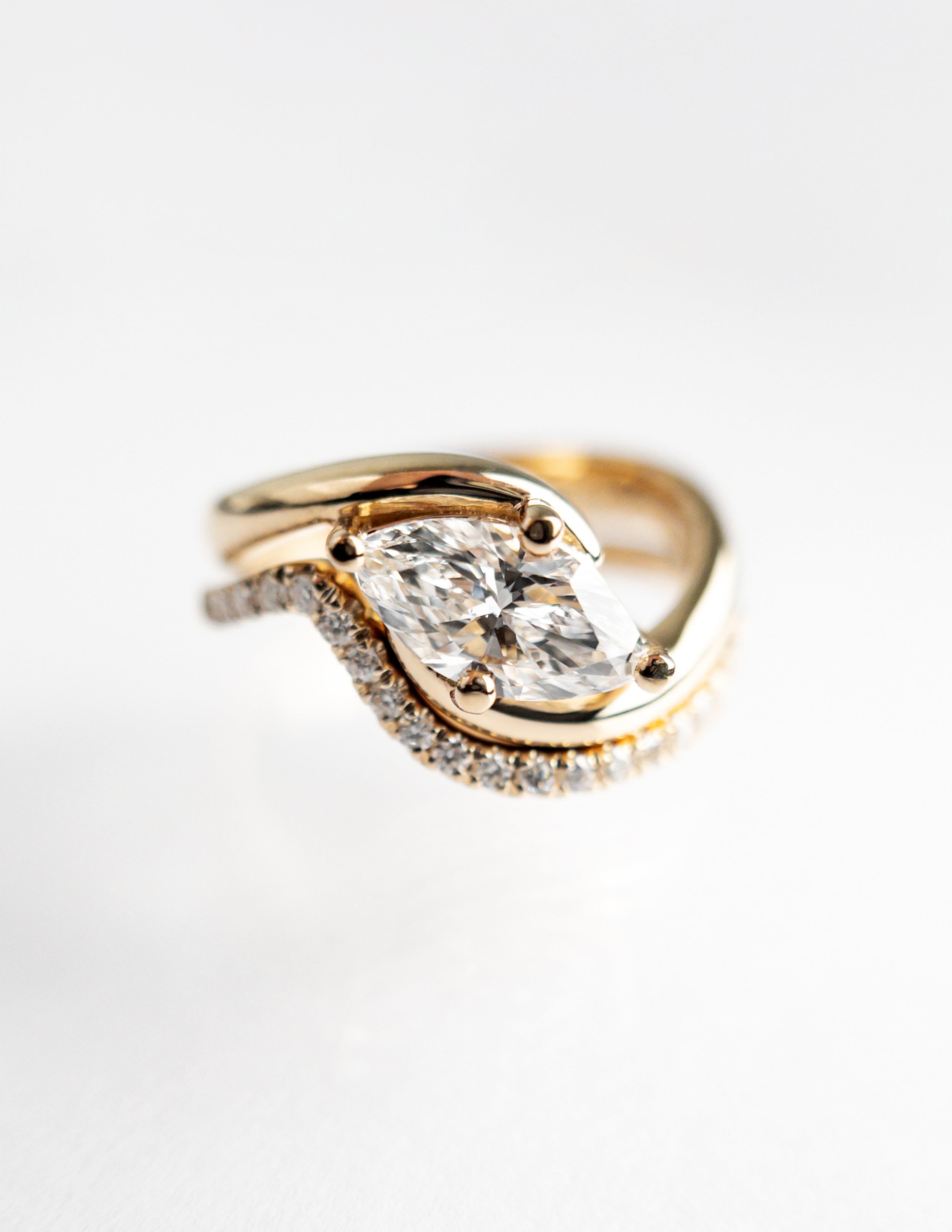 1.0 CT - 2.0 CT  Marquise Cut Lab Grown Diamond Solitaire Setting Bridal Set