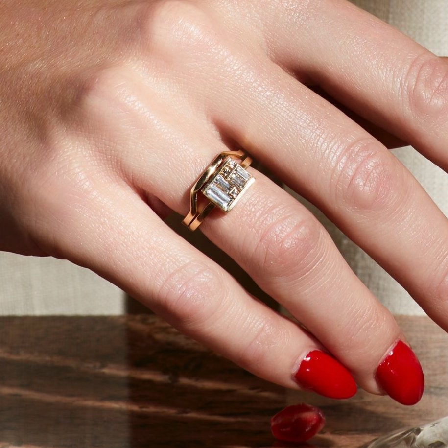 Geometric Plain Wedding Band