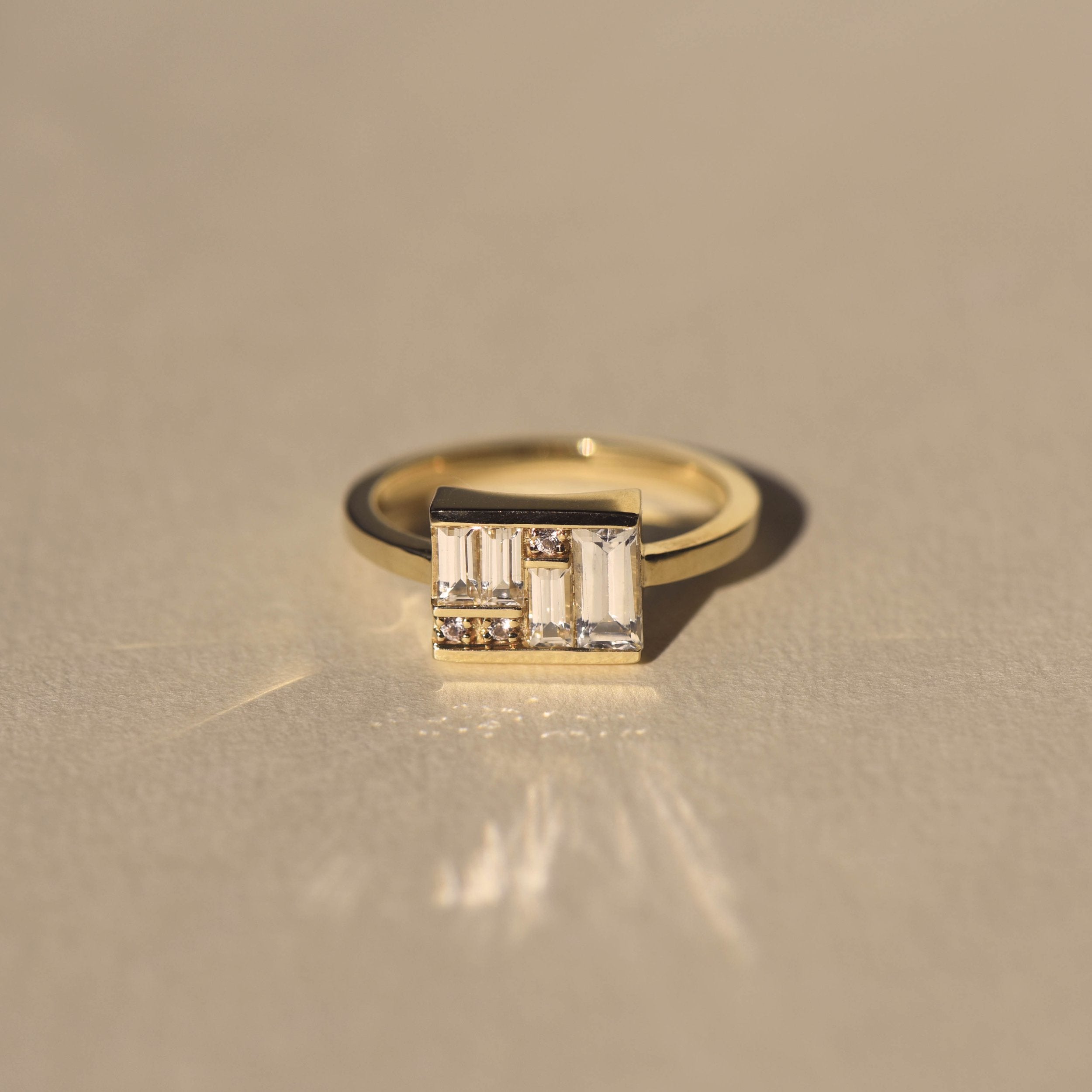 1.0 TCW Baguette & Round Lab Grown Diamond Engagement Ring
