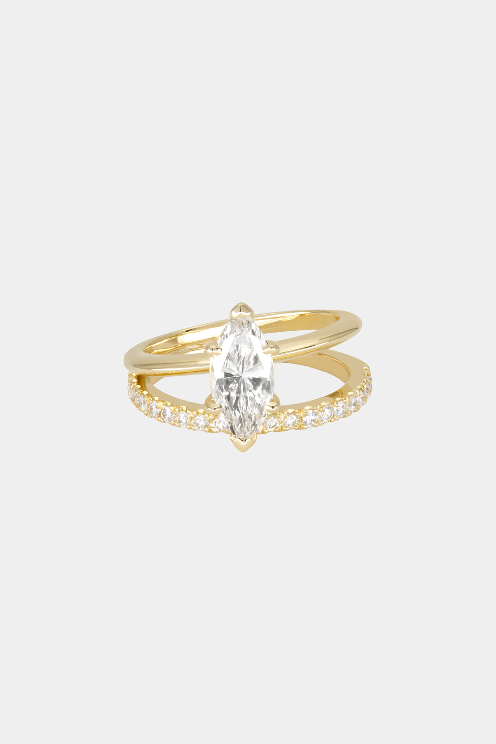 0.50 CT Marquise Shaped Moissanite Double Band Engagement Ring