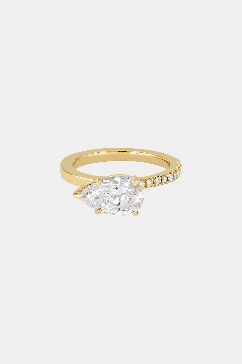 0.50 CT Pear Shaped Moissanite East-West Engagement Ring