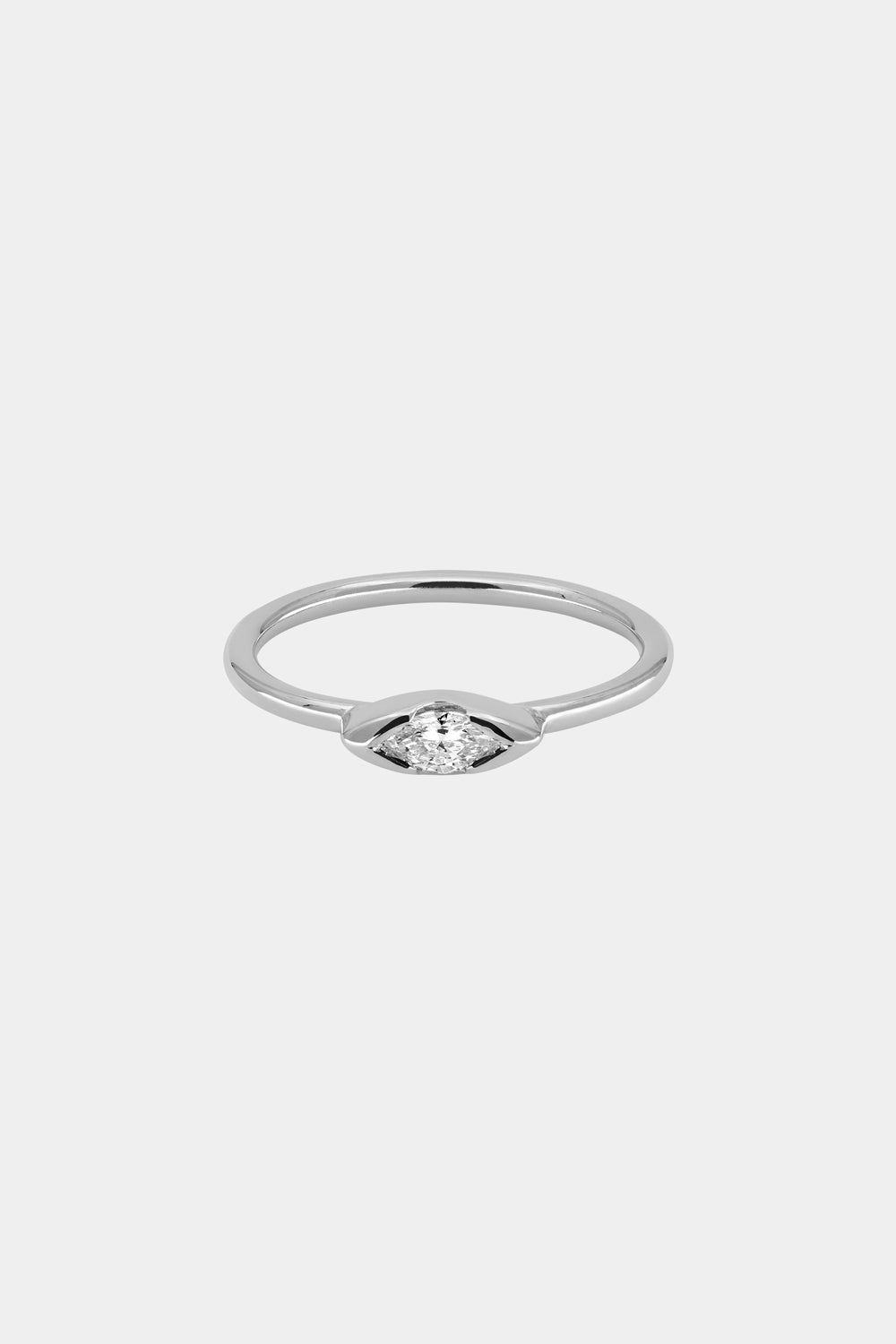 0.15 TCW Marquise Shaped Moissanite Bezel Wedding Band