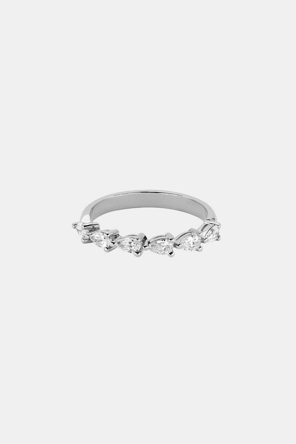 0.60 TCW Pear Shaped Moissanite Half Eternity Wedding Band