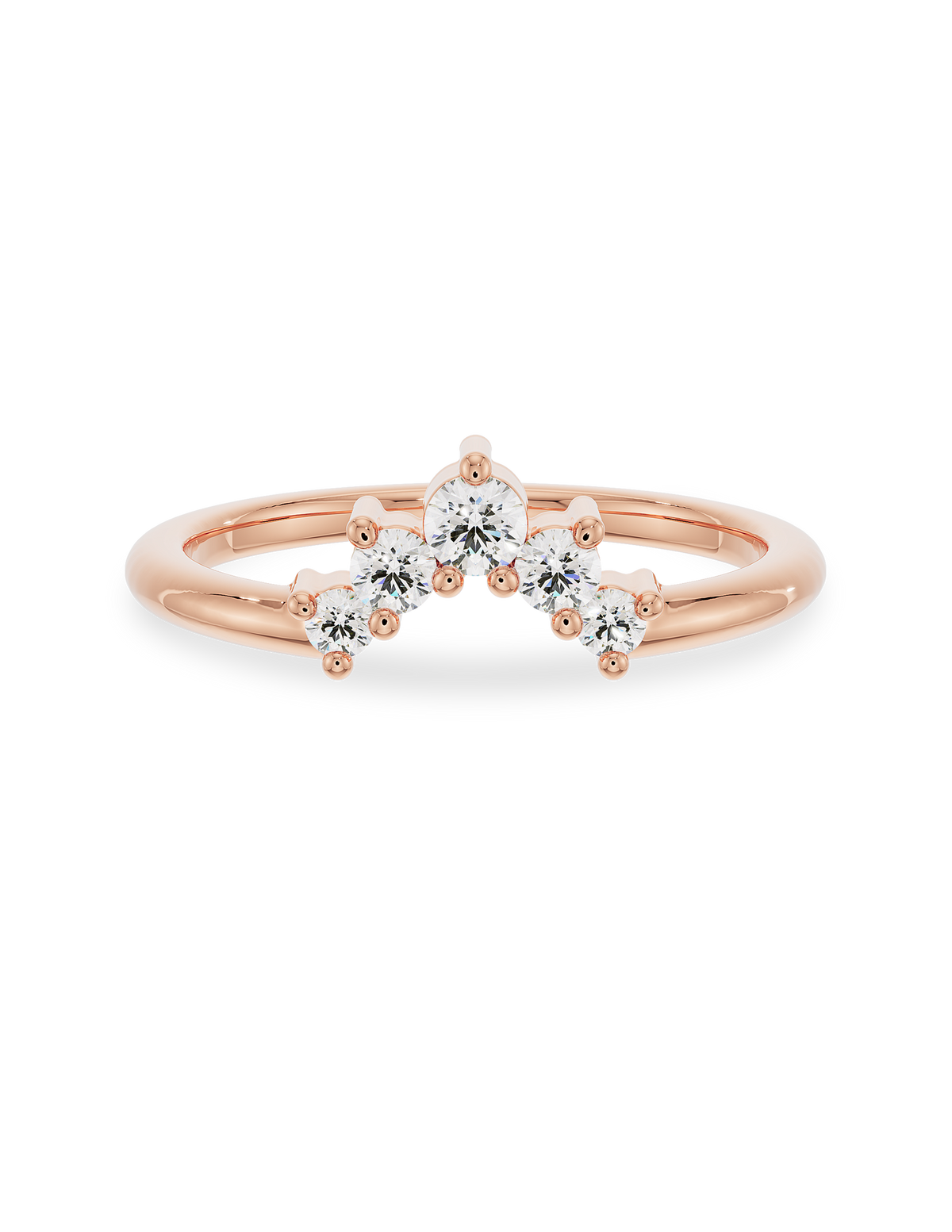 0.20 TCW Round Cut Lab Grown Diamond Curved Wedding Band